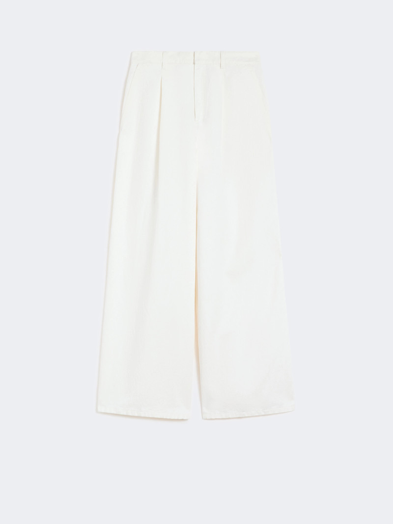 ALOA Wide-fit cotton and linen trousers - WHITE 1