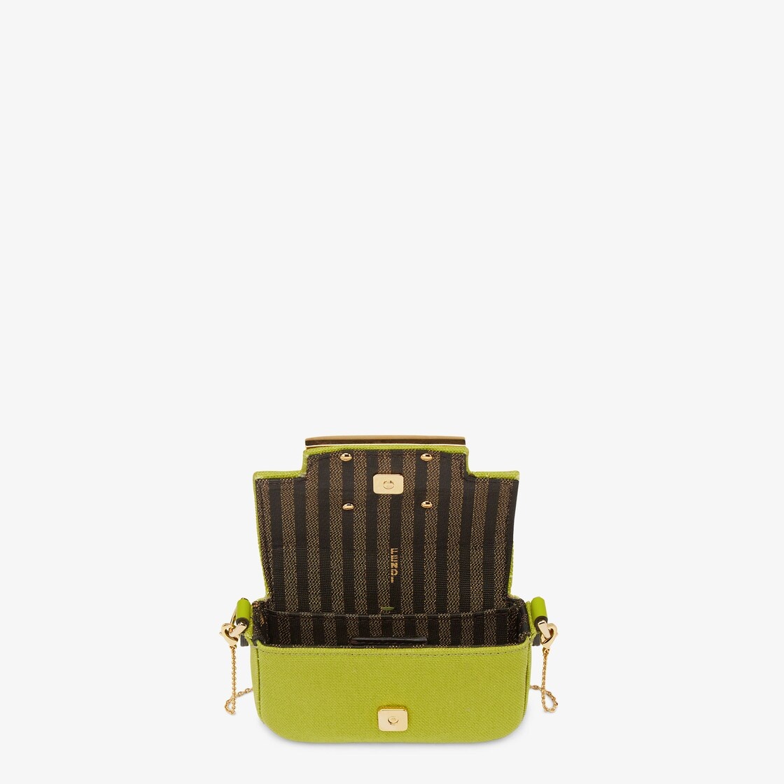 Acid green canvas charm with FF embroidery - 4