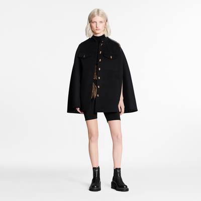 Louis Vuitton Black And Ochre Monogram Cape Coat In Wool And Silk outlook