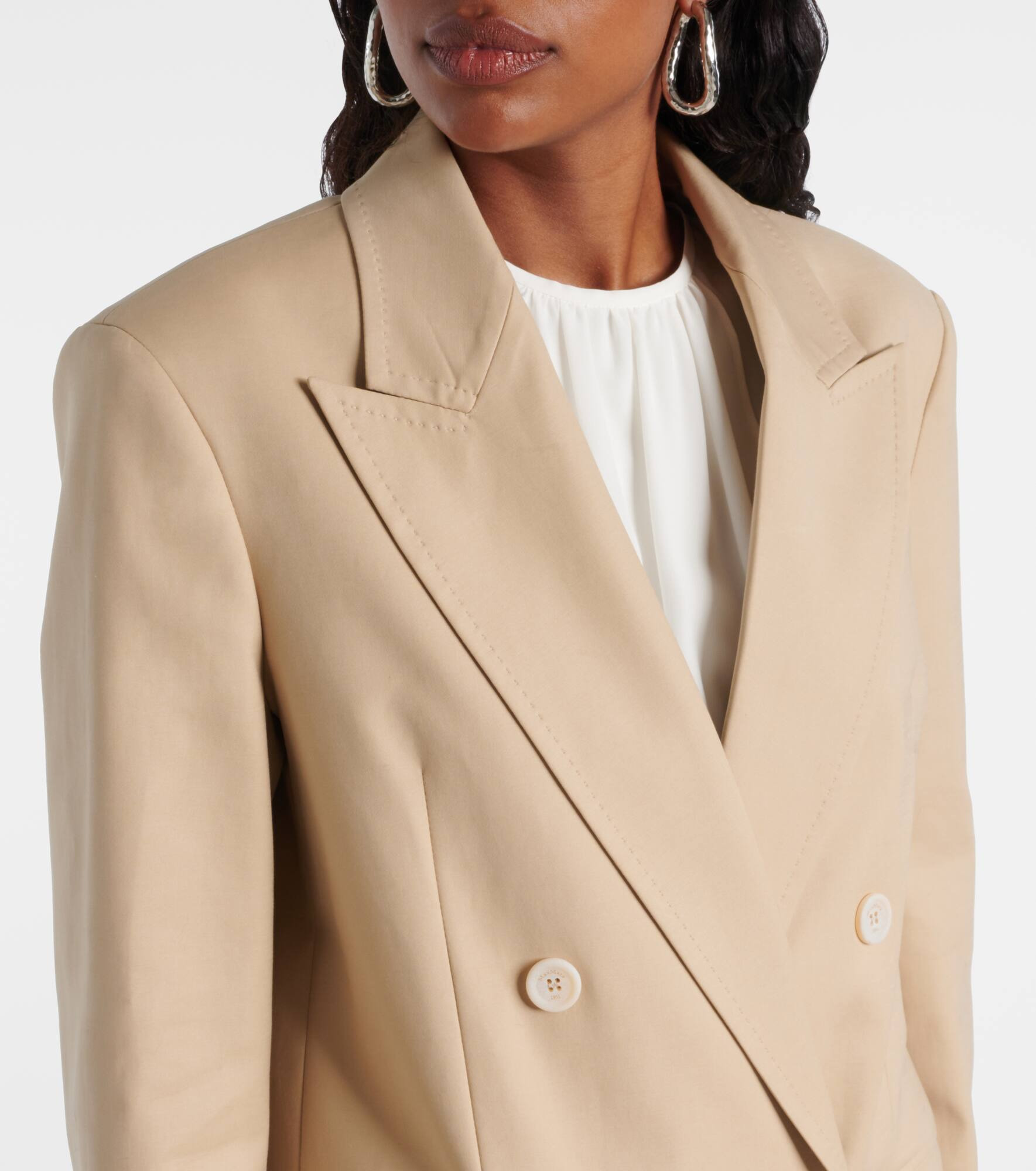 Suez double-breasted cotton-blend blazer - 4