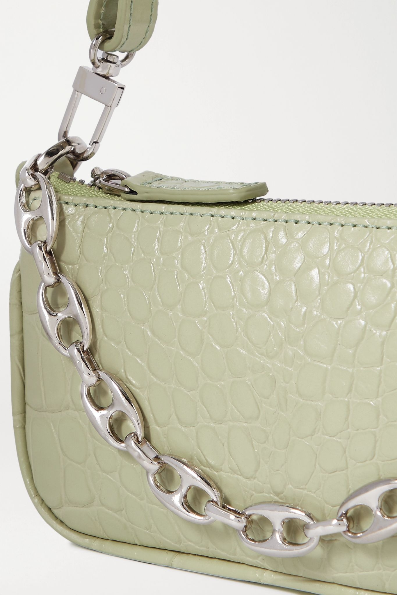 Rachel mini chain-embellished croc-effect leather tote - 4