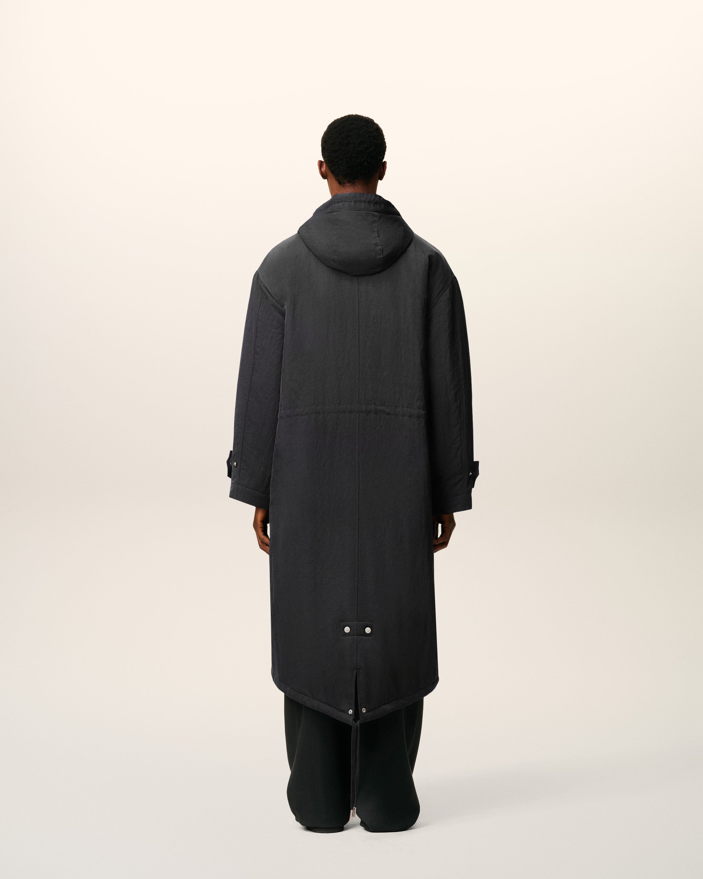BLACK NYLON SERGÉ PADDED PARKA JACKET - 5