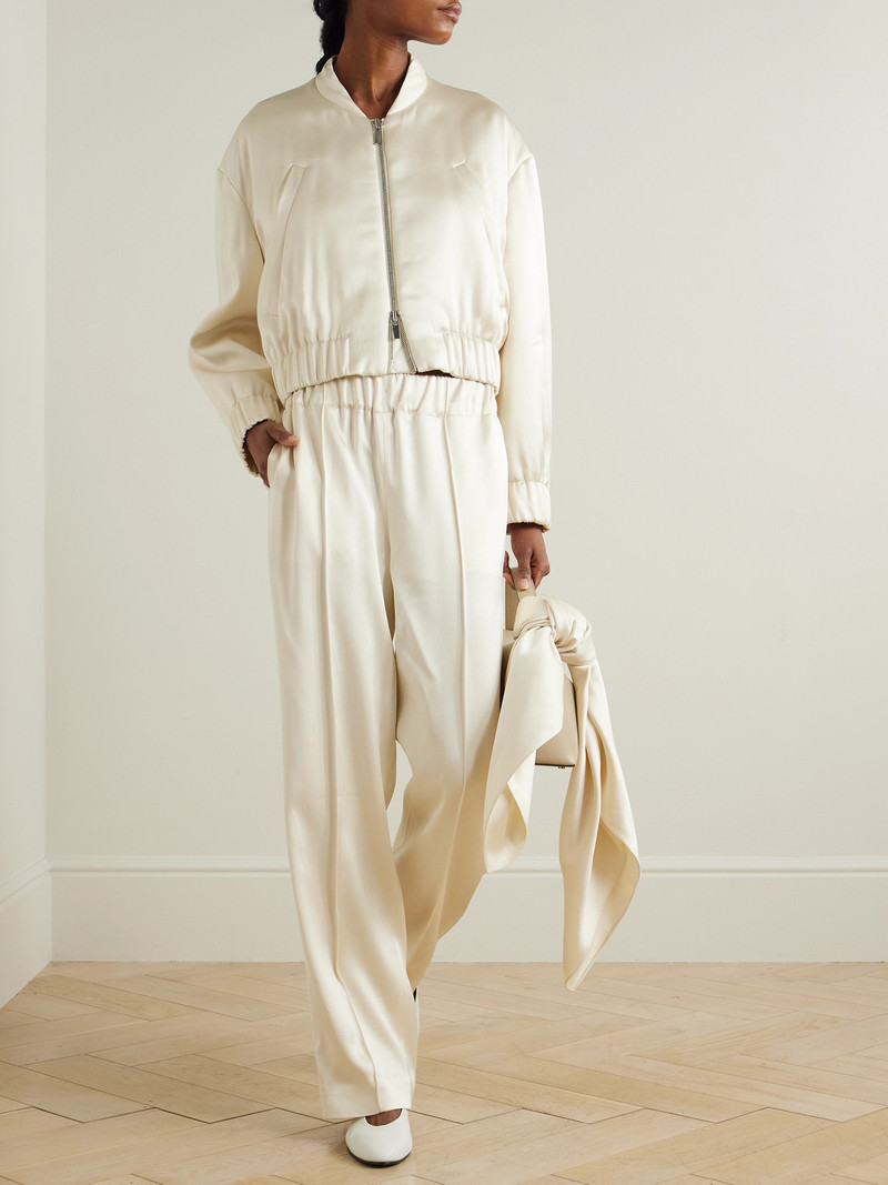 Another Tomorrow Cropped Satin Bomber Jacket outlook