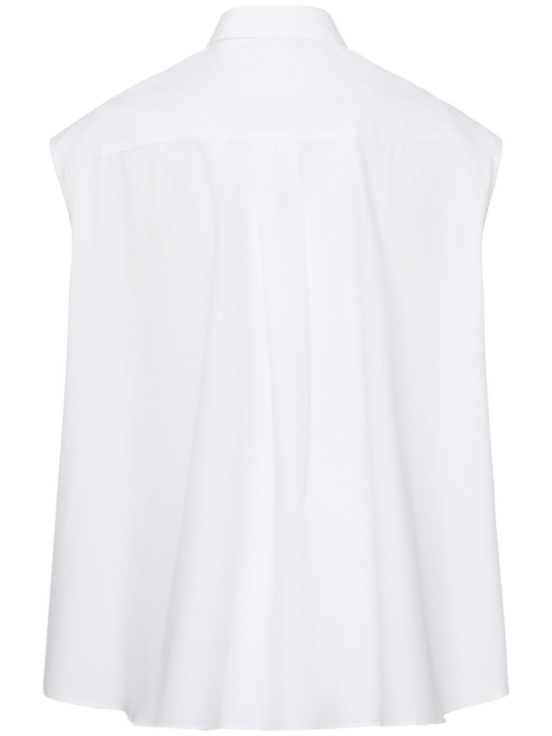 Cotton blend poplin sleeveless shirt - 5