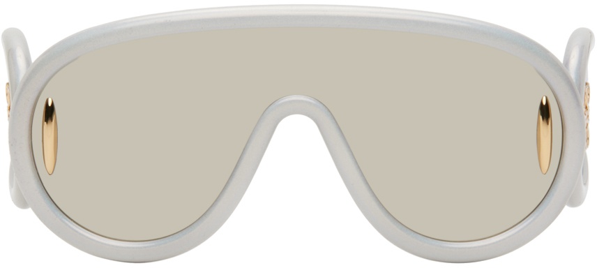 LOEWE PAULA'S IBIZA CAPSULE WAVE MASK SUNGLASSES ホワイト Loewe White Paula's Ibiza Wave Mask Sunglasses | ssense