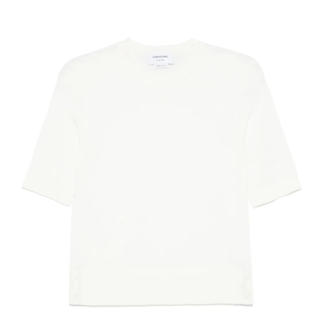 Feather Intarsia Pointelle 4-Bar Tee Women - 6