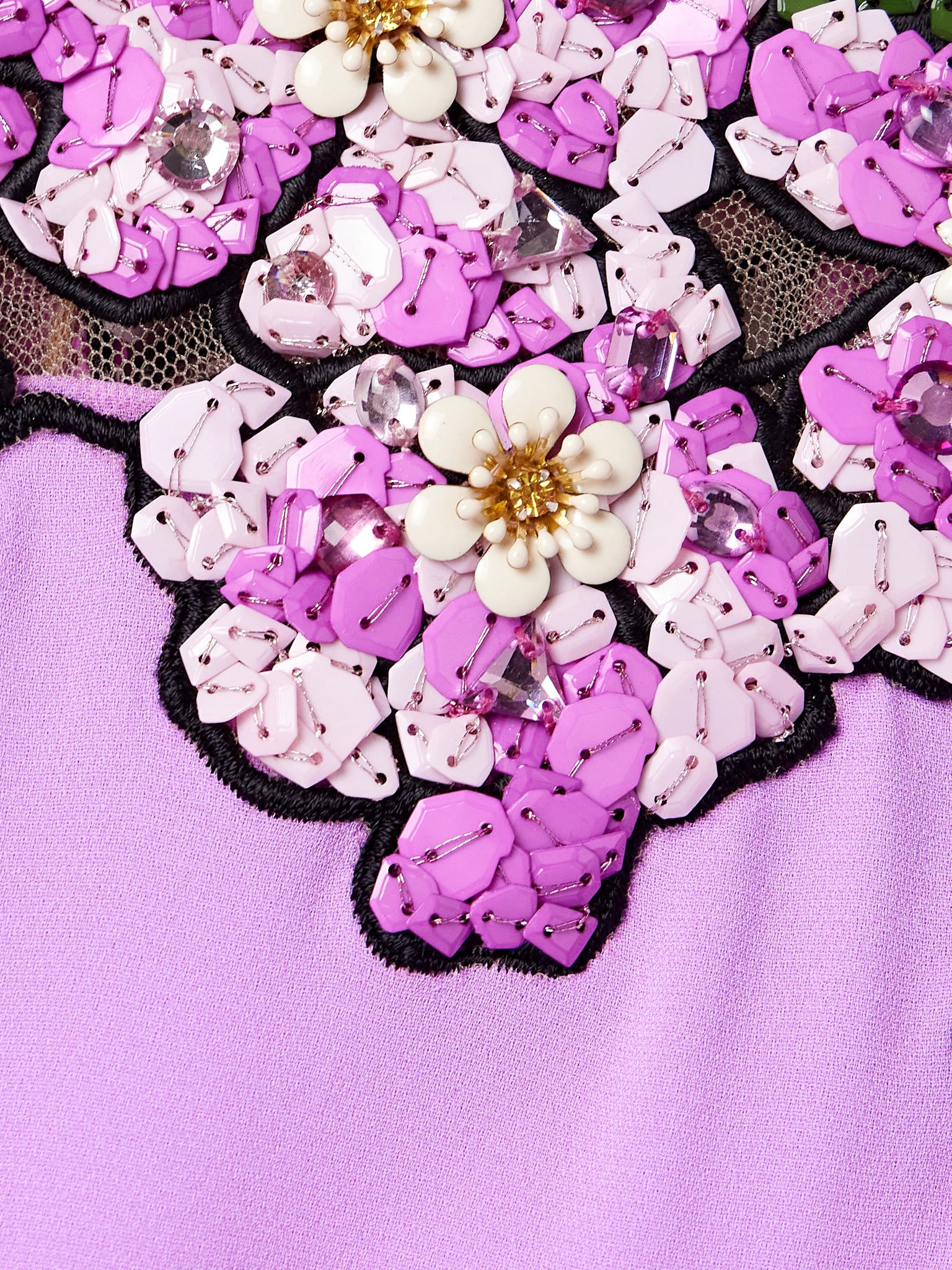 Cape-effect appliquéd embellished crepe gown Purple - 4