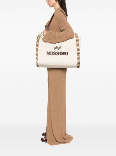 Missoni logo-appliquÃ© frayed tote bag outlook