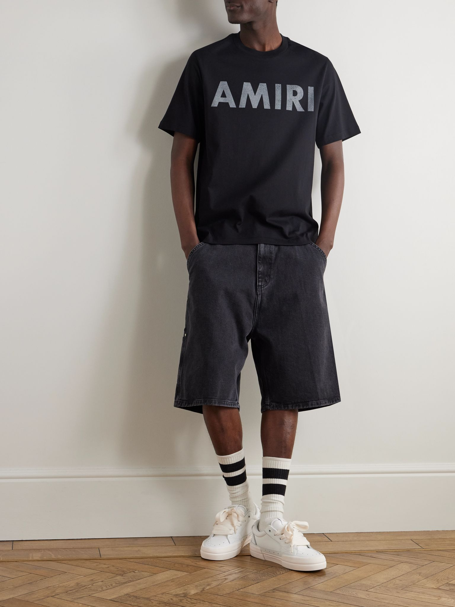 Stencil Logo-Print Cotton-Jersey T-Shirt Black - 2