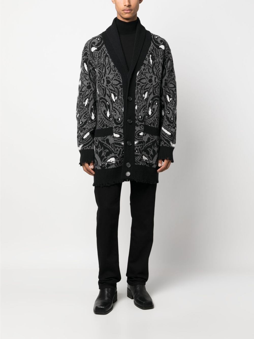 wool paisley-pattern cardigan - 2