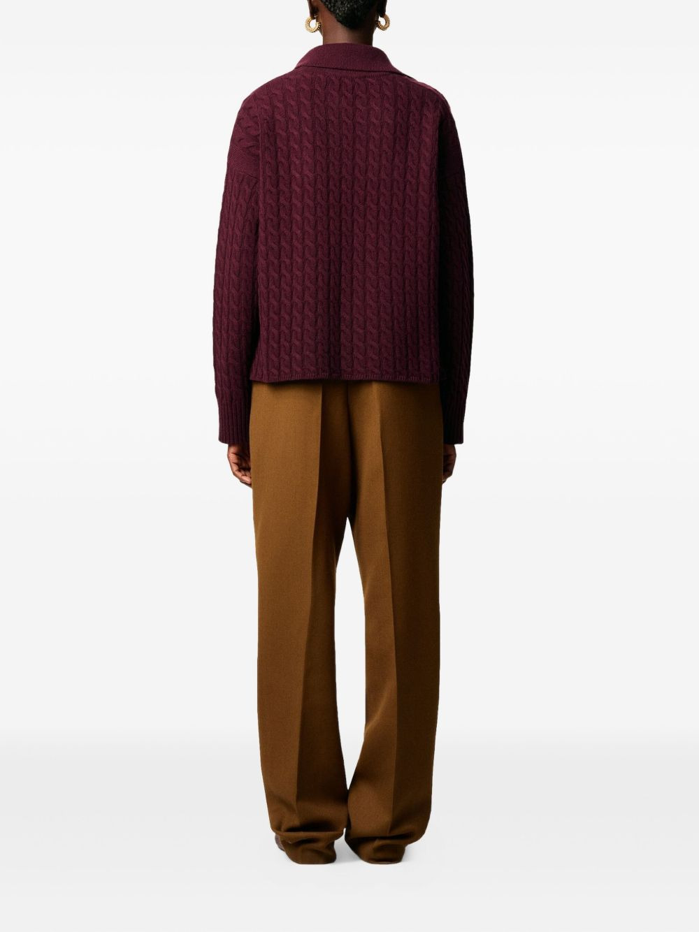 cable-knit wool polo shirt - 4