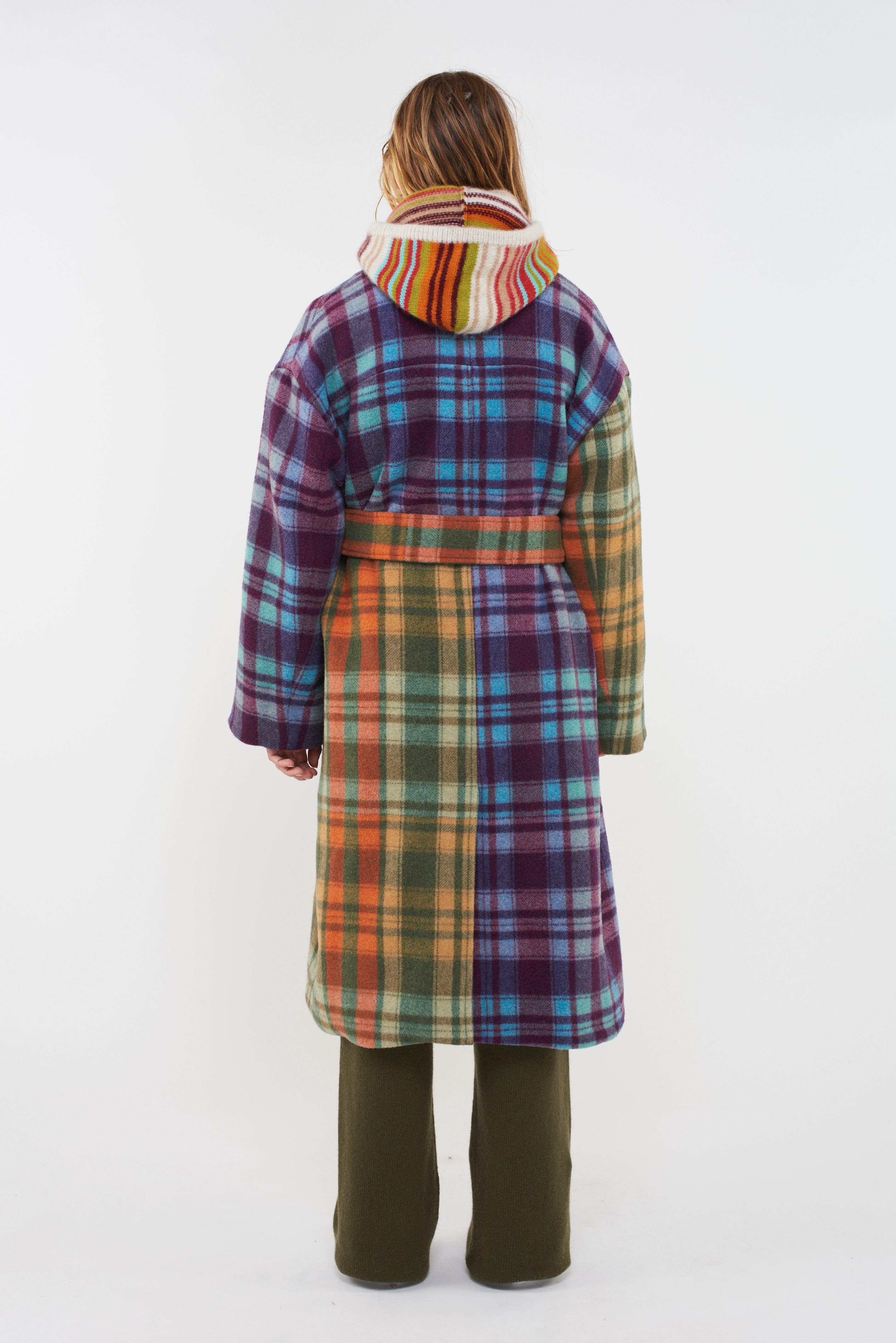 FELT CHECK PATCHWORK COAT - 5