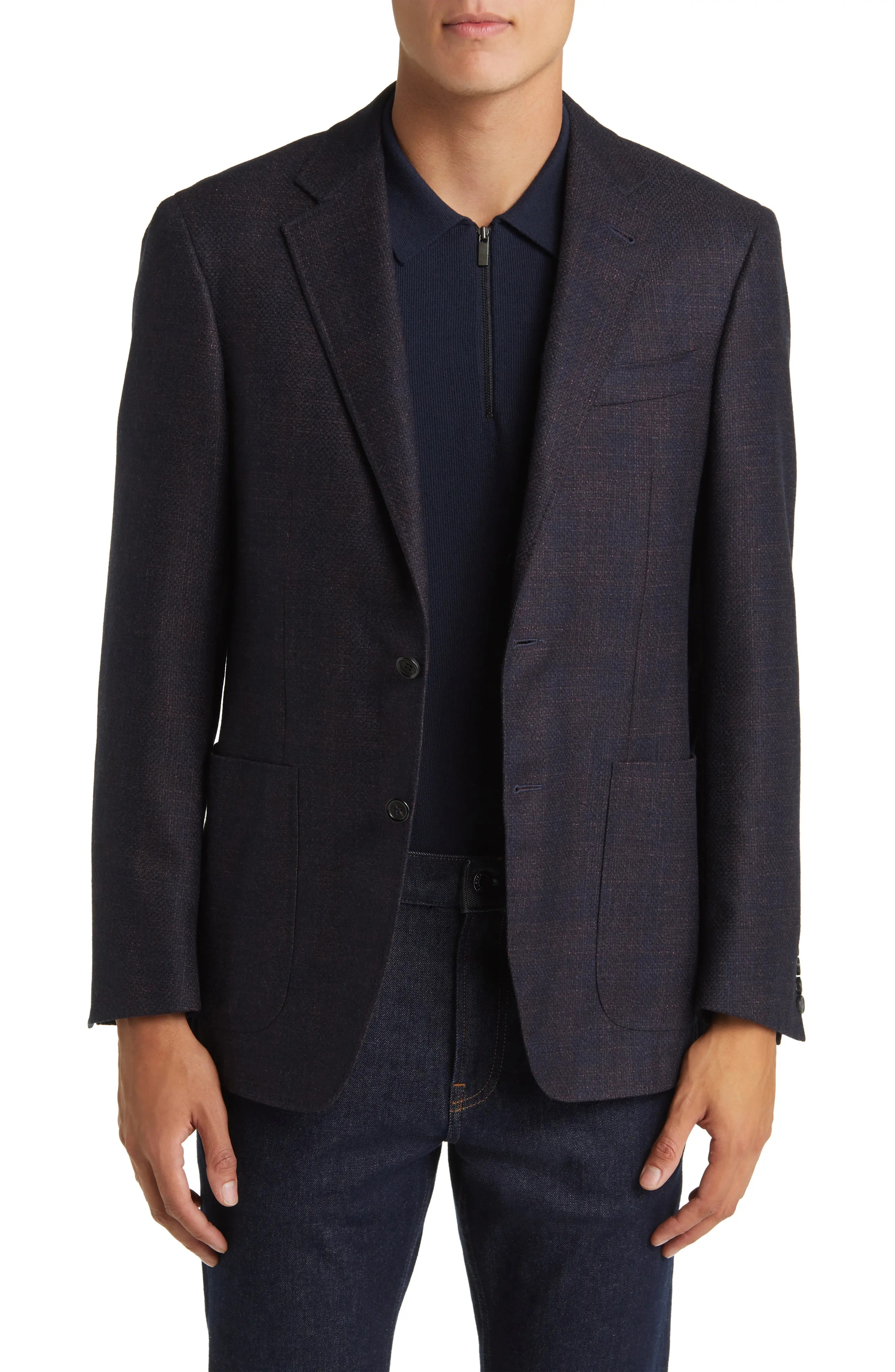 Kei Trim Fit Mélange Wool Blend Sport Coat - 1