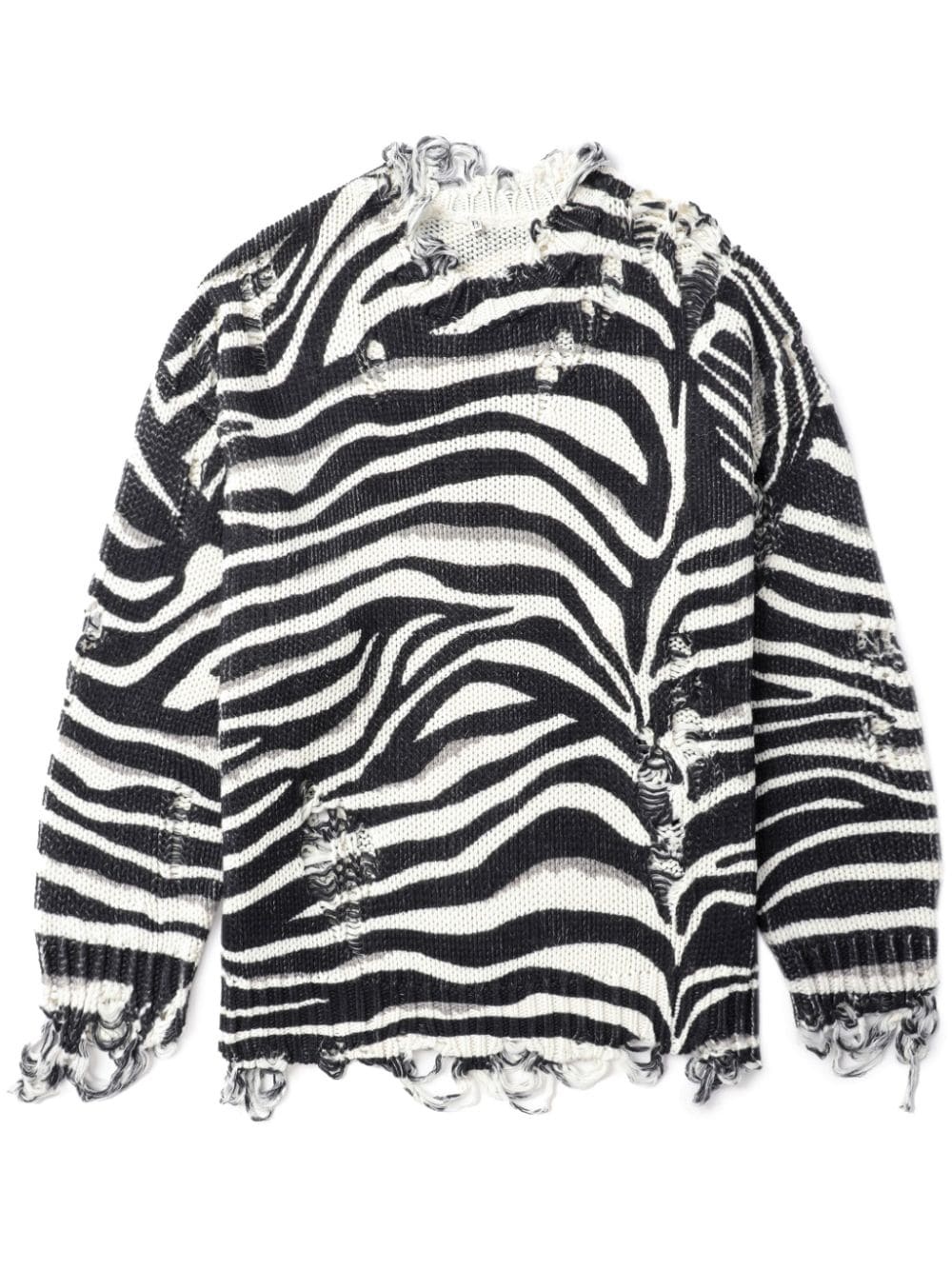 ripped zebra-print jumper - 1