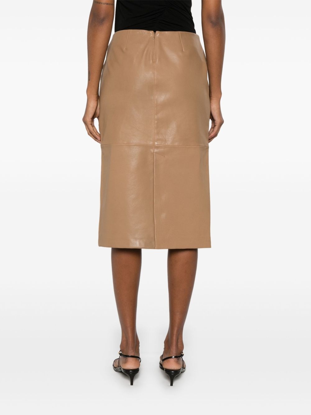 scuffed-leather midi skirt - 4