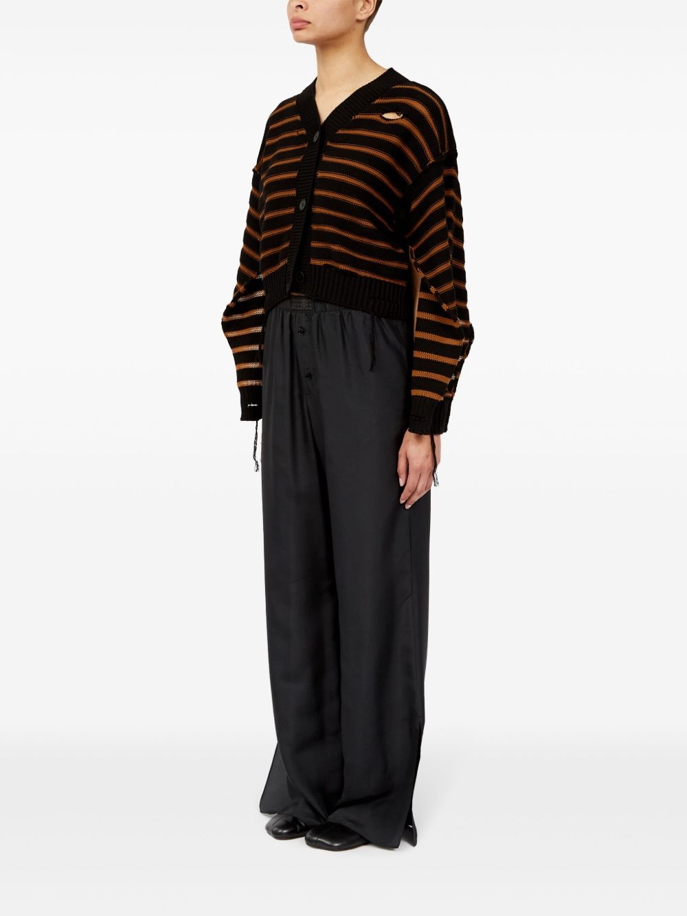 striped cotton knit cardigan - 5