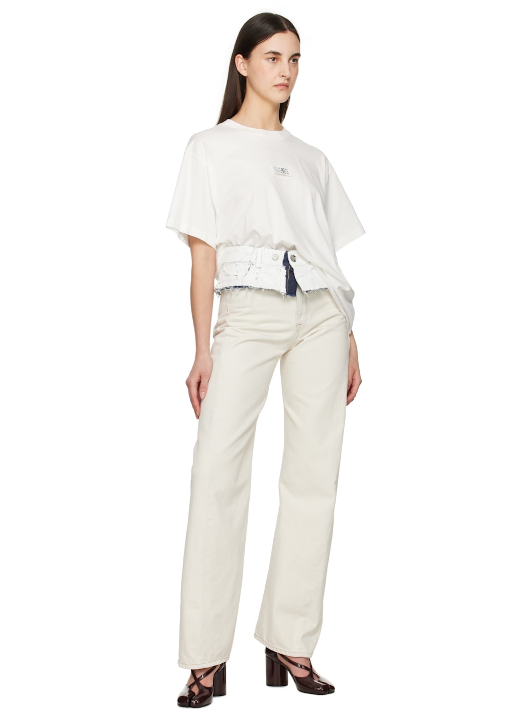 White & Blue Denim Belt - 3