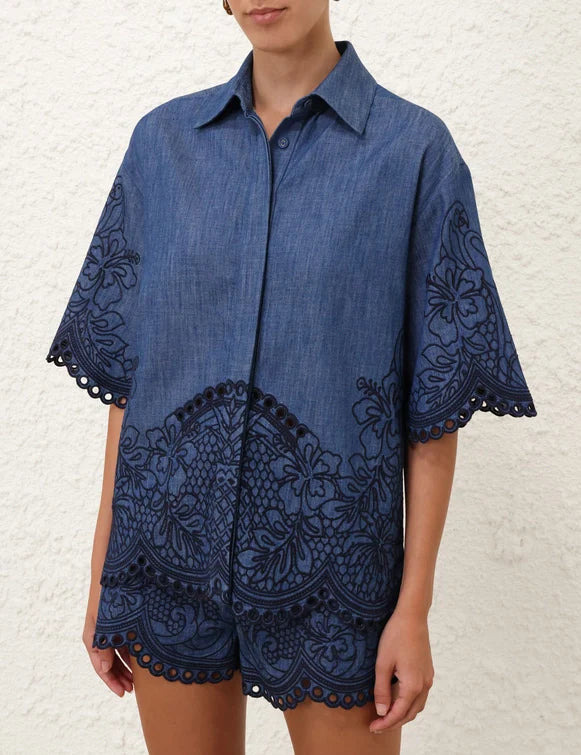 Coco Embroidered Denim Shirt - 2