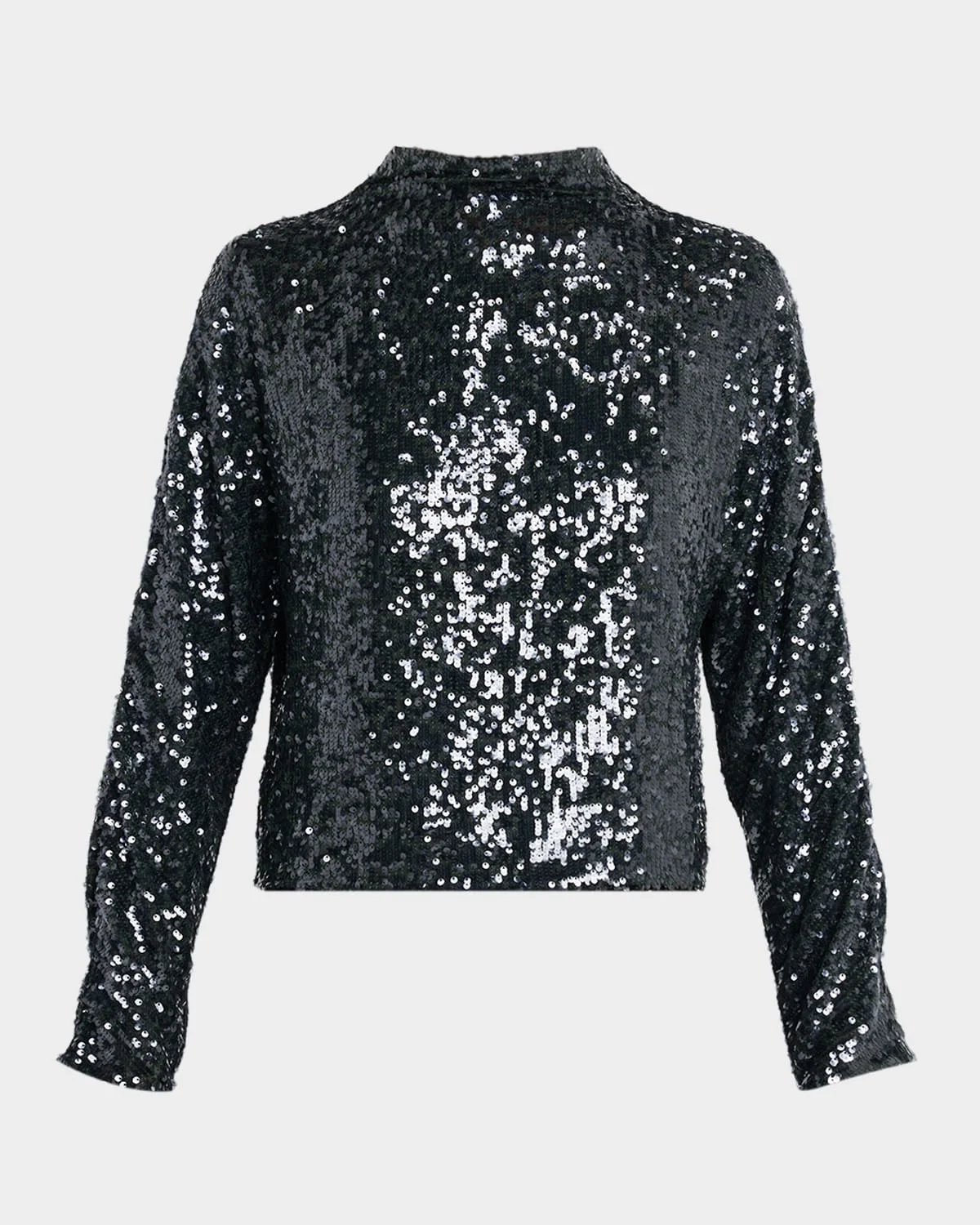 Sequined Mock-Neck Long-Sleeve Blouse - 1
