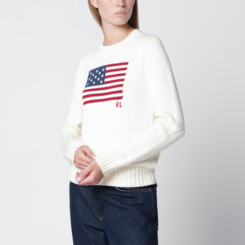 Tommy Hilfiger cream sweater with flag motif 1