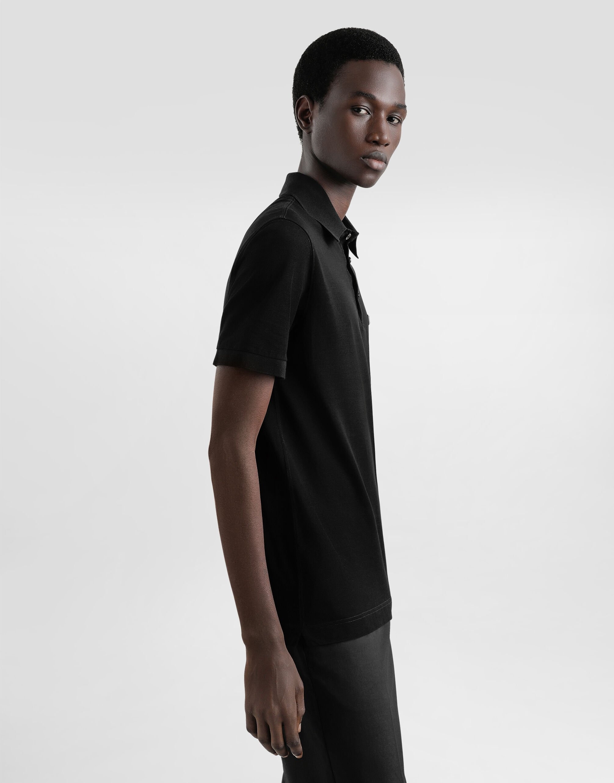 Cotton polo-shirt with logo tag - 5