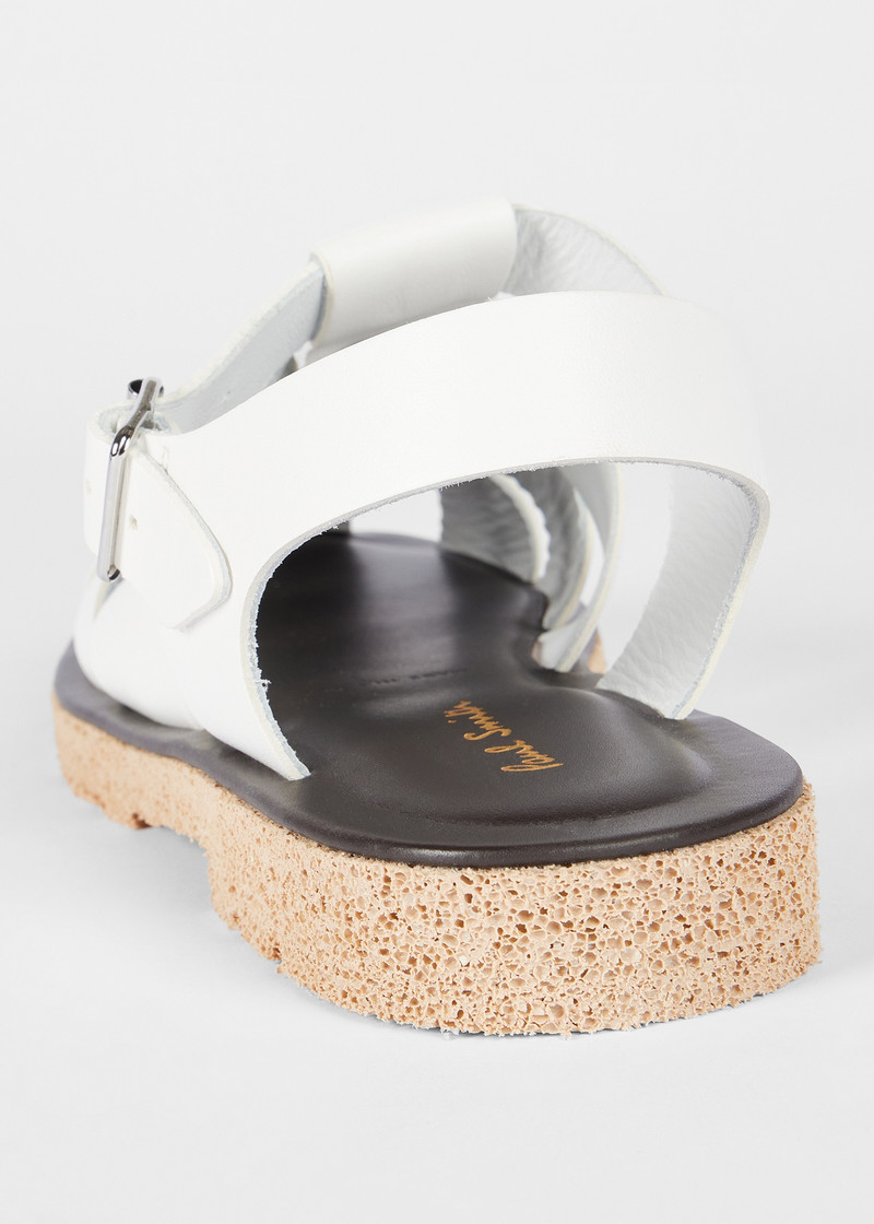 Paul Smith White Leather 'Sandoval' Fisherman Sandals outlook