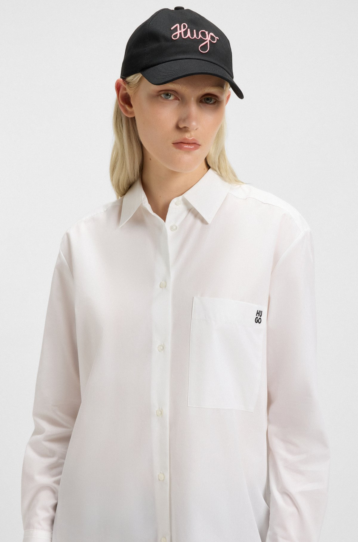 OVERSIZE-FIT BLOUSE IN COTTON CANVAS WITH EMBROIDERED LOGO - 4