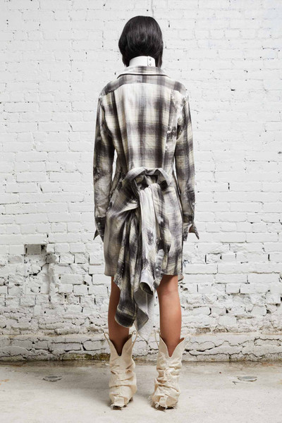 R13 TIE SHIRTDRESS - BLEACHED GREY PLAID outlook