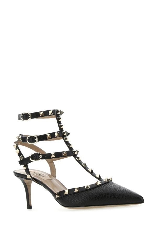 Black leather Rockstud pumps - 2