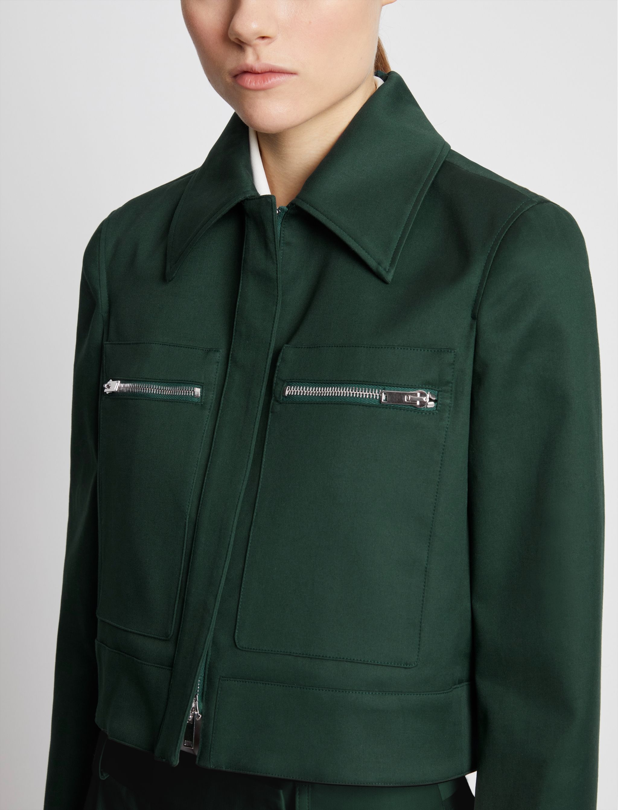 Cotton Gabardine Cropped Jacket - 6