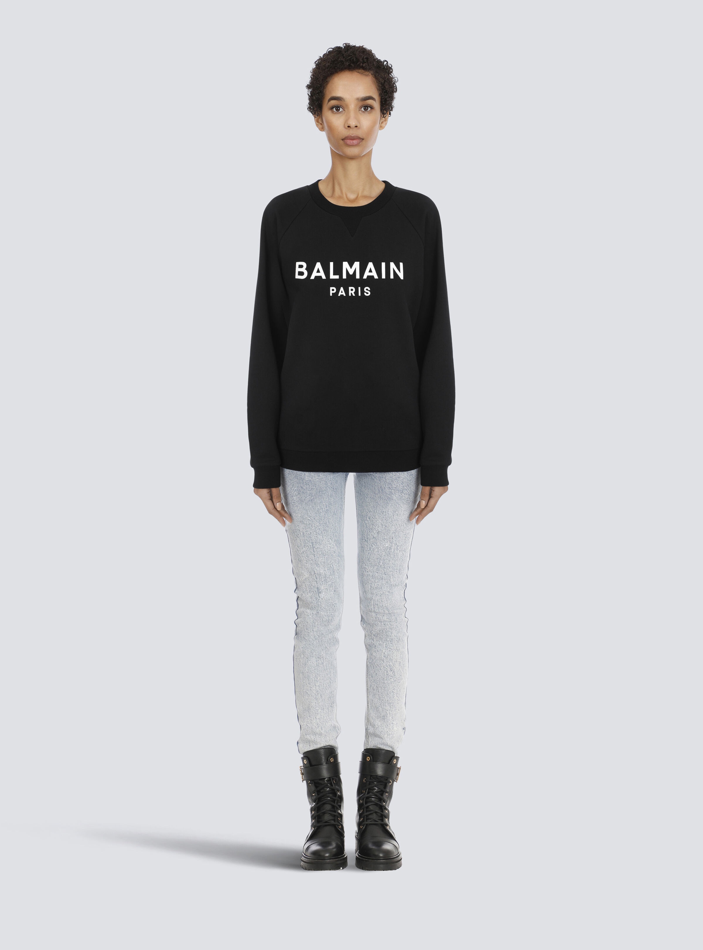 Eco-designed cotton sweatshirt with Balmain logo print - 3