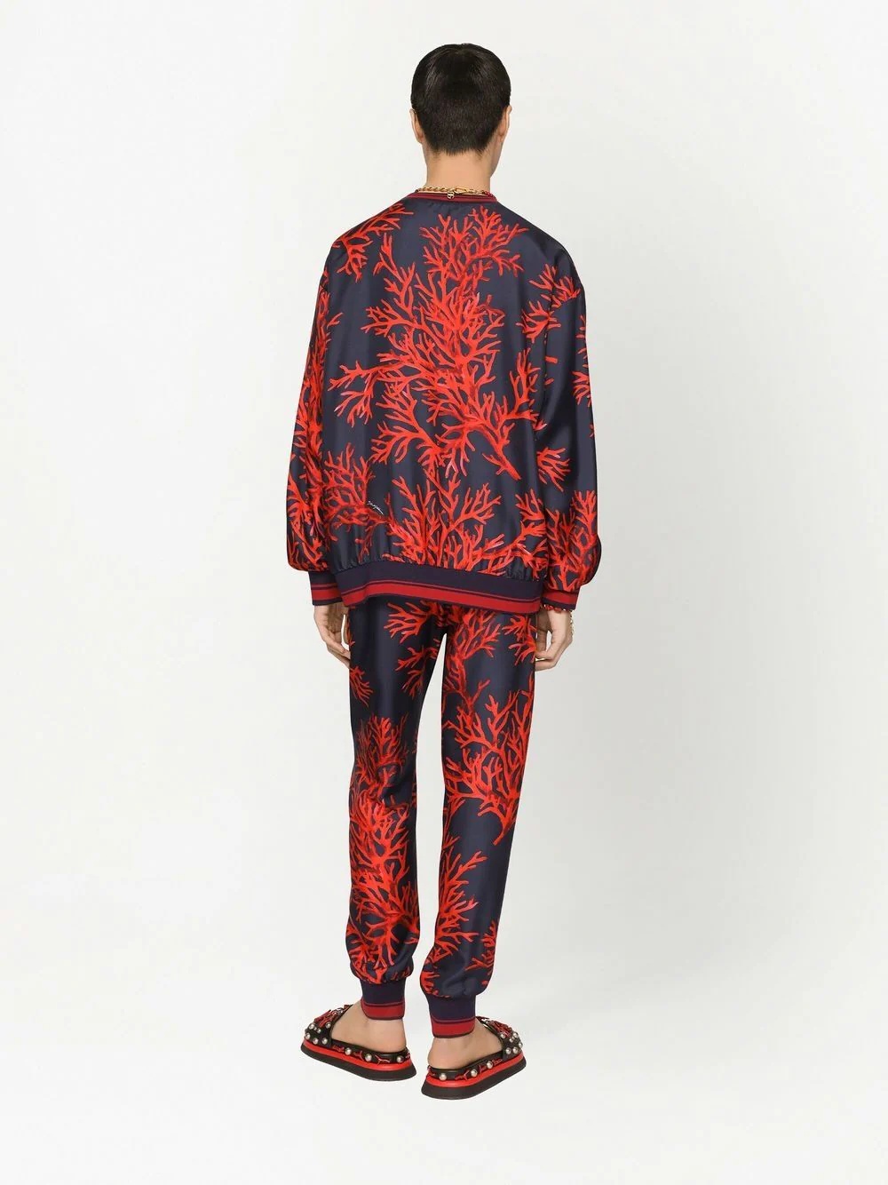 coral-print silk sweatshirt - 4