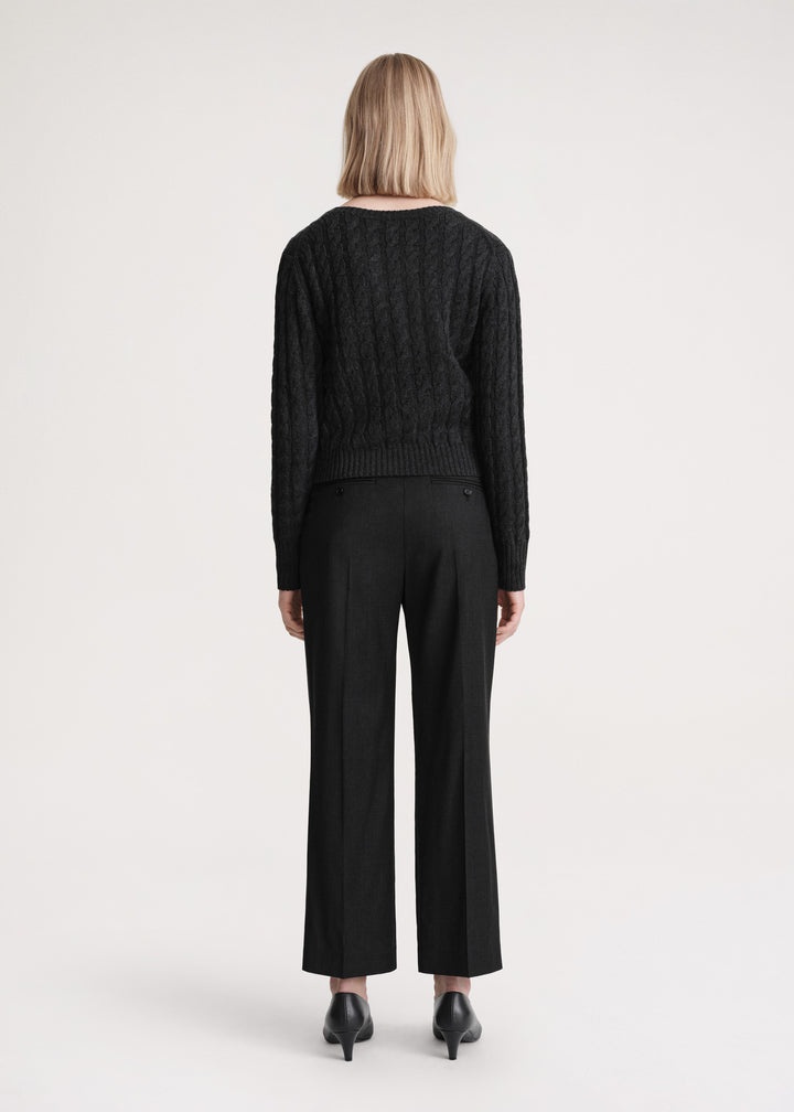 Double-pleated cropped trousers charcoal melange - 4
