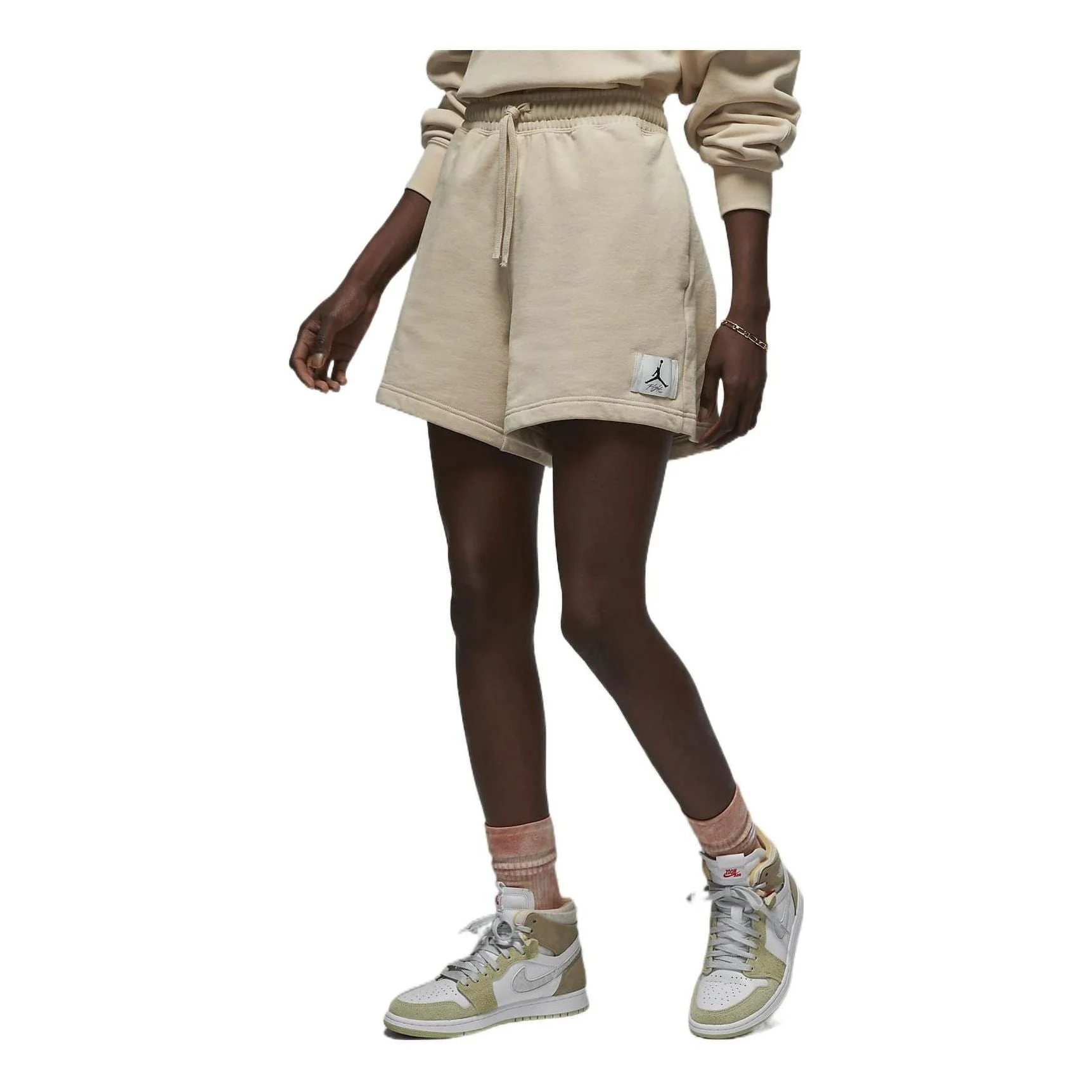 (WMNS) Air Jordan Essential Fleece Shorts 'Tan' DM3242-126 - 1
