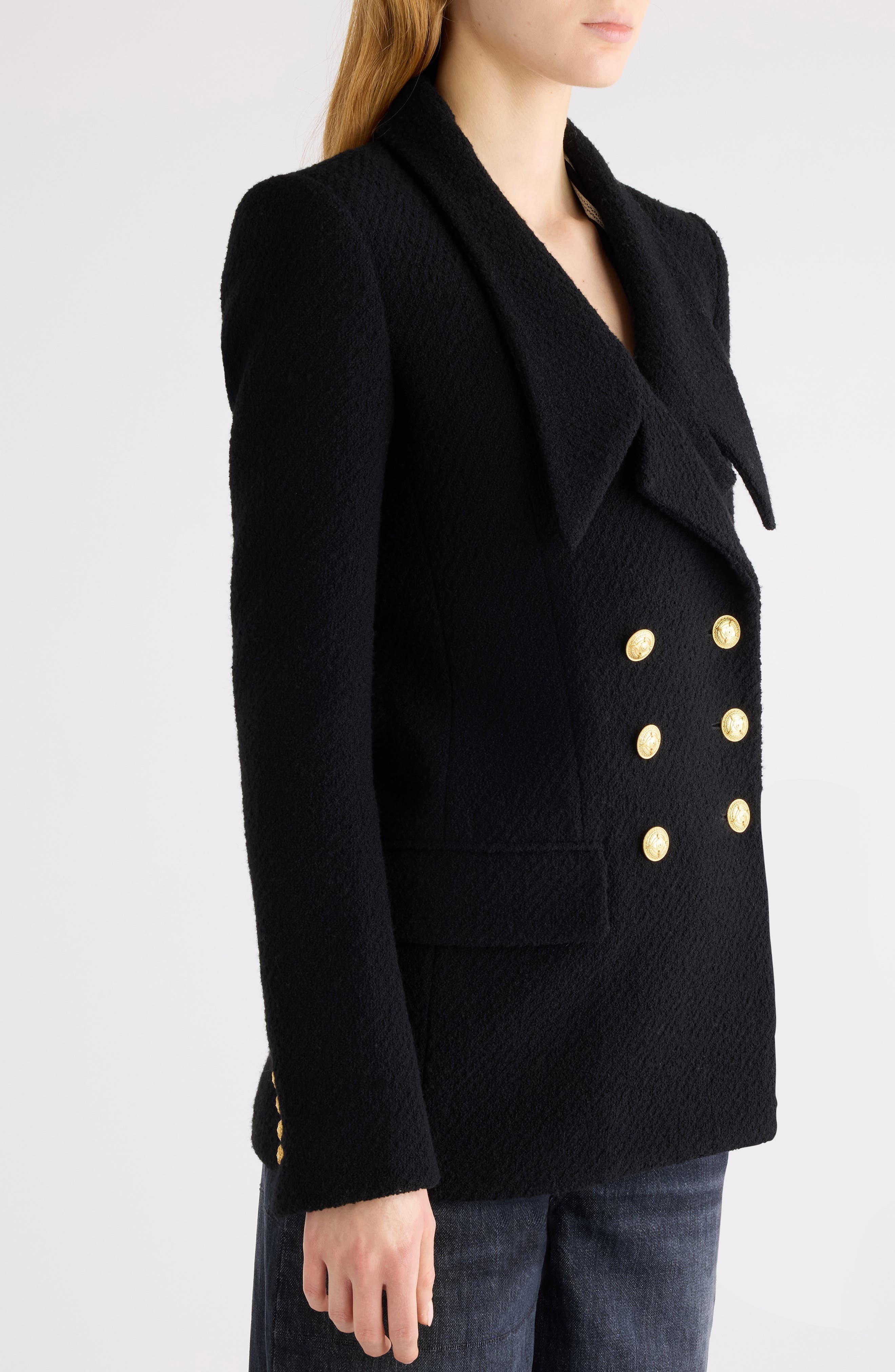 Chloé Wool Blend Bouclé Peacoat in Black at Nordstrom - 5