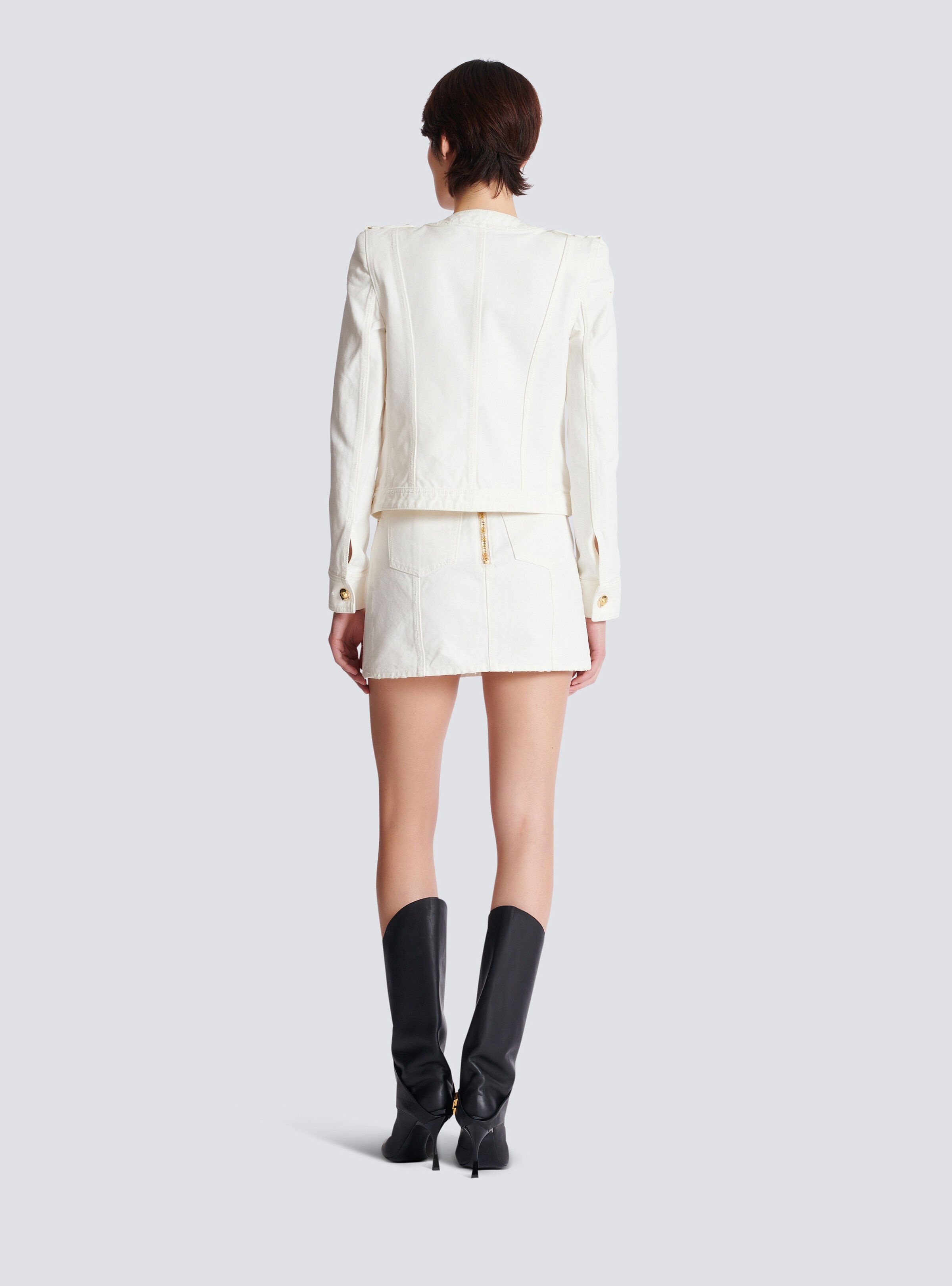 Cropped cotton canvas jacket - 4