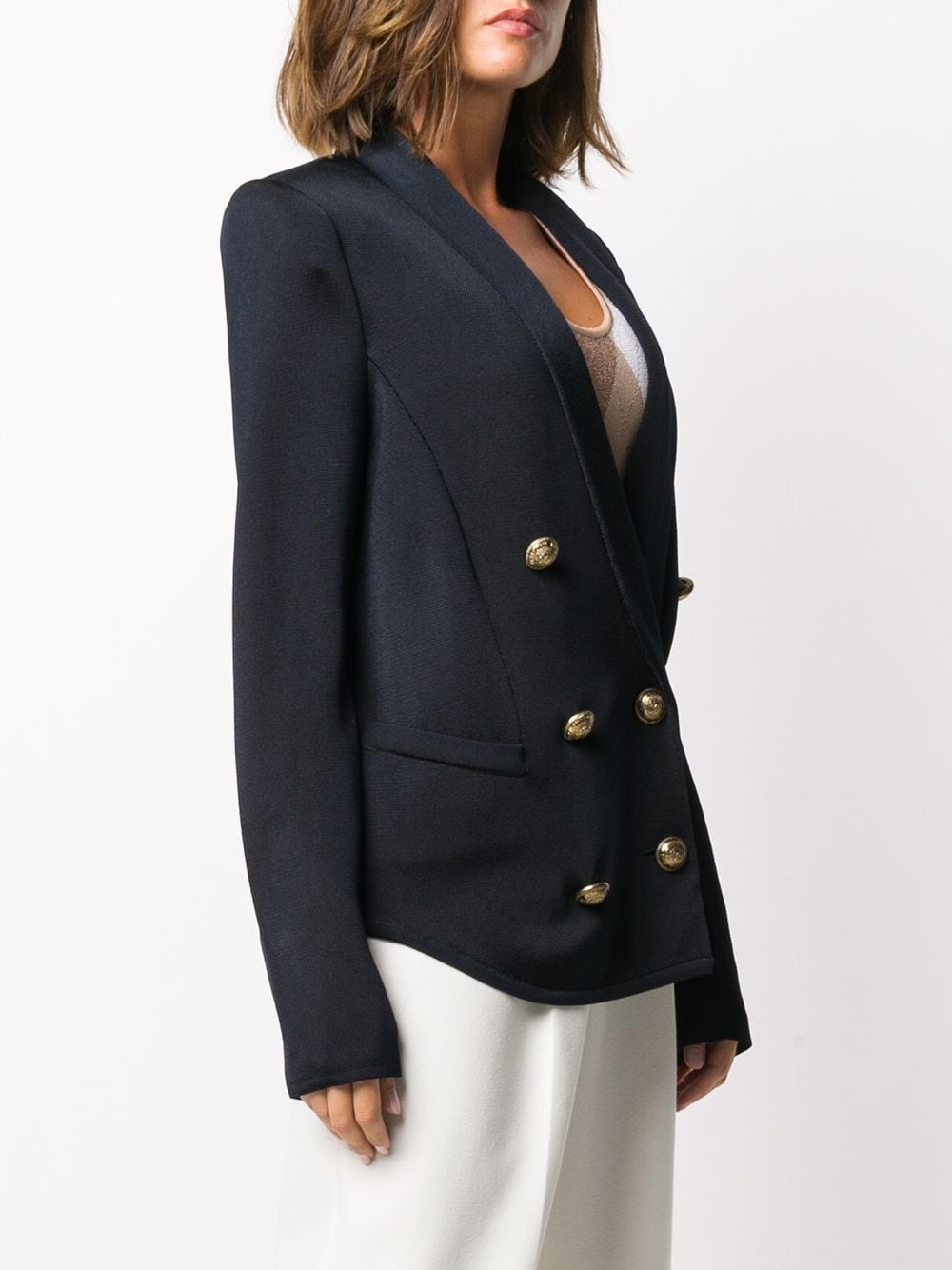 embossed buttons double-breasted blazer - 3