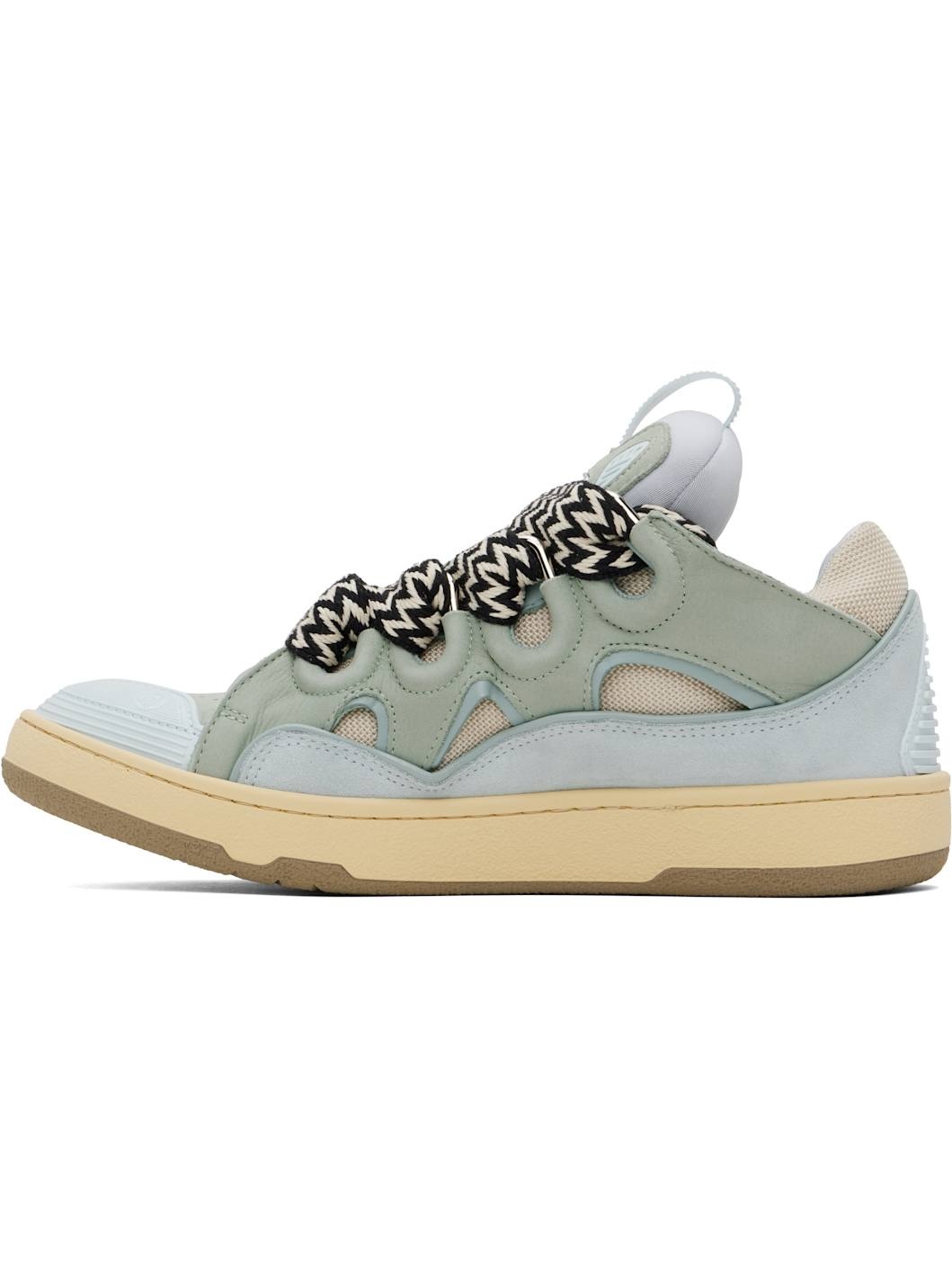Blue & Green Leather Curb Sneakers - 3
