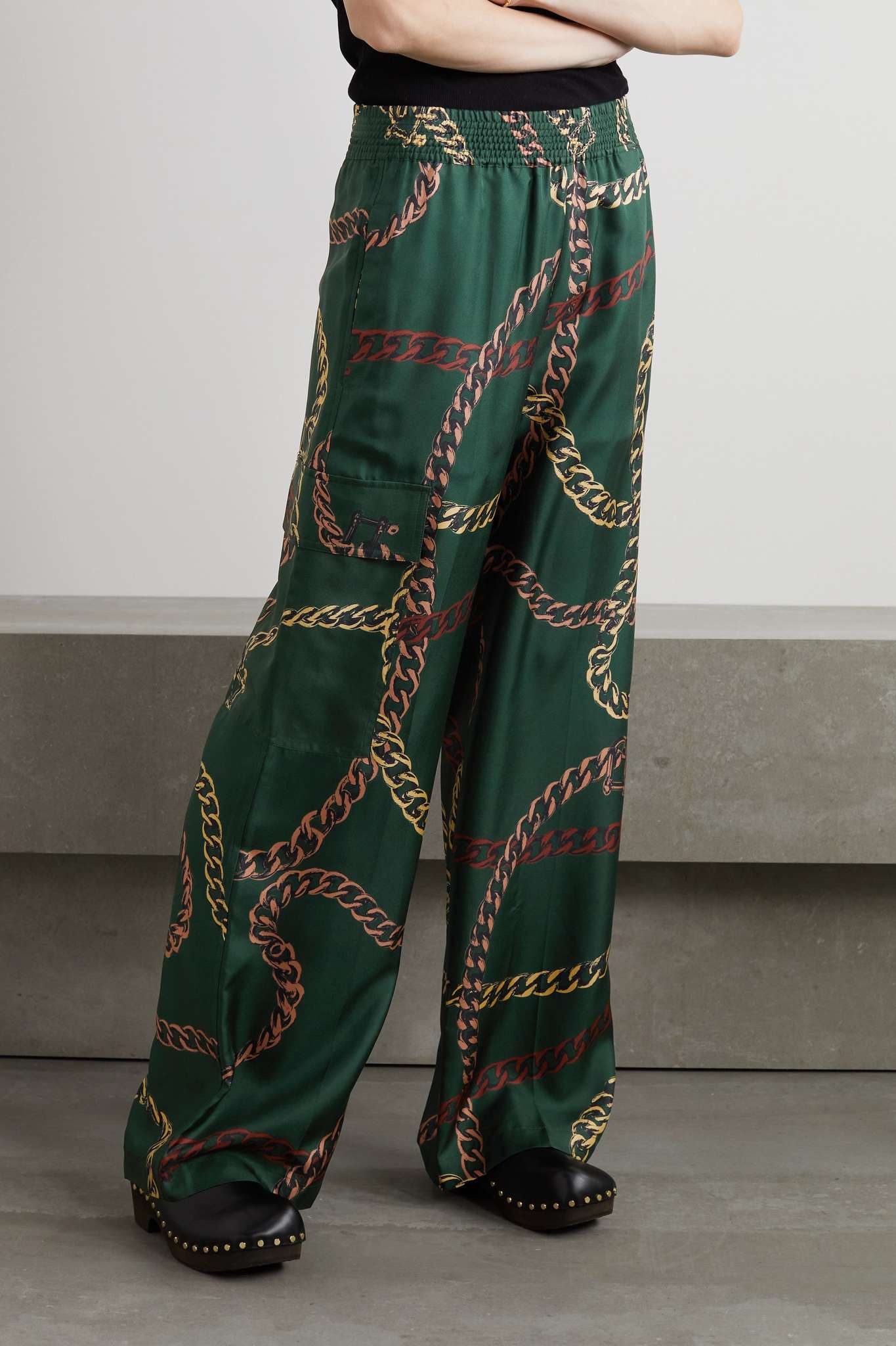 Printed silk-twill pants - 3