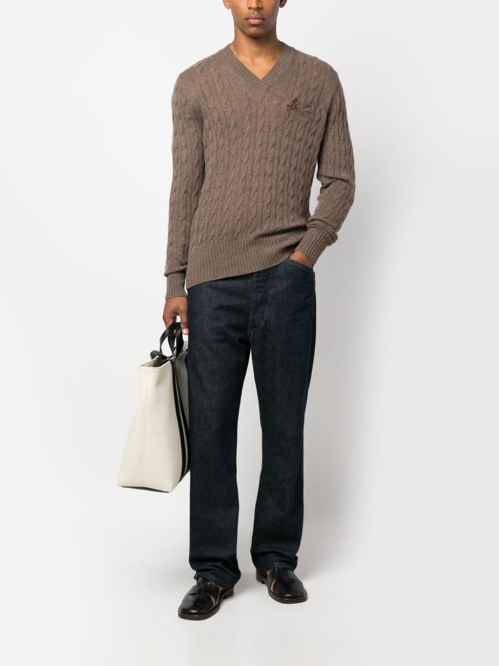 logo-embroidered cashmere jumper - 2