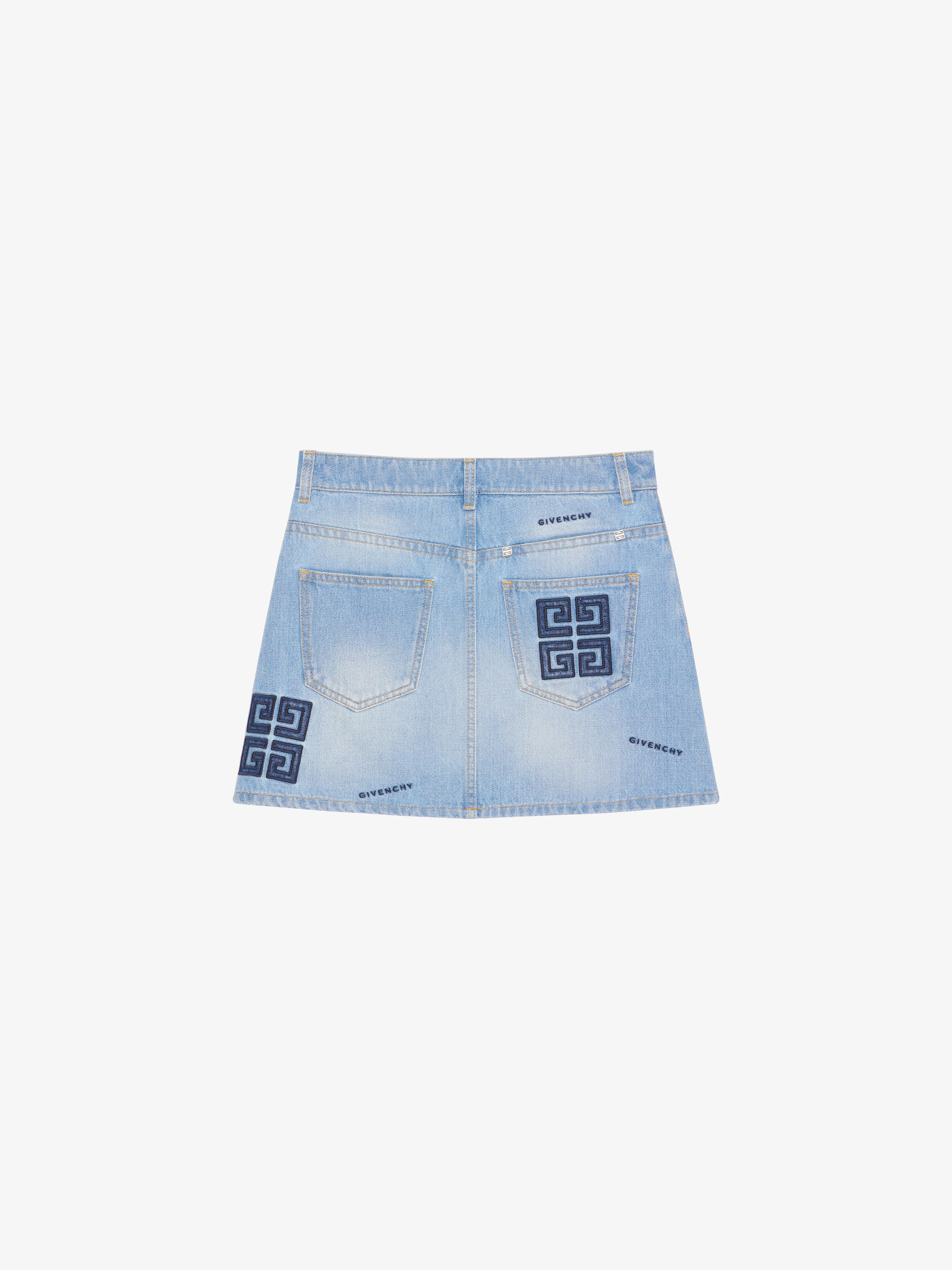 SKIRT IN 4G EMBROIDERED DENIM - 5