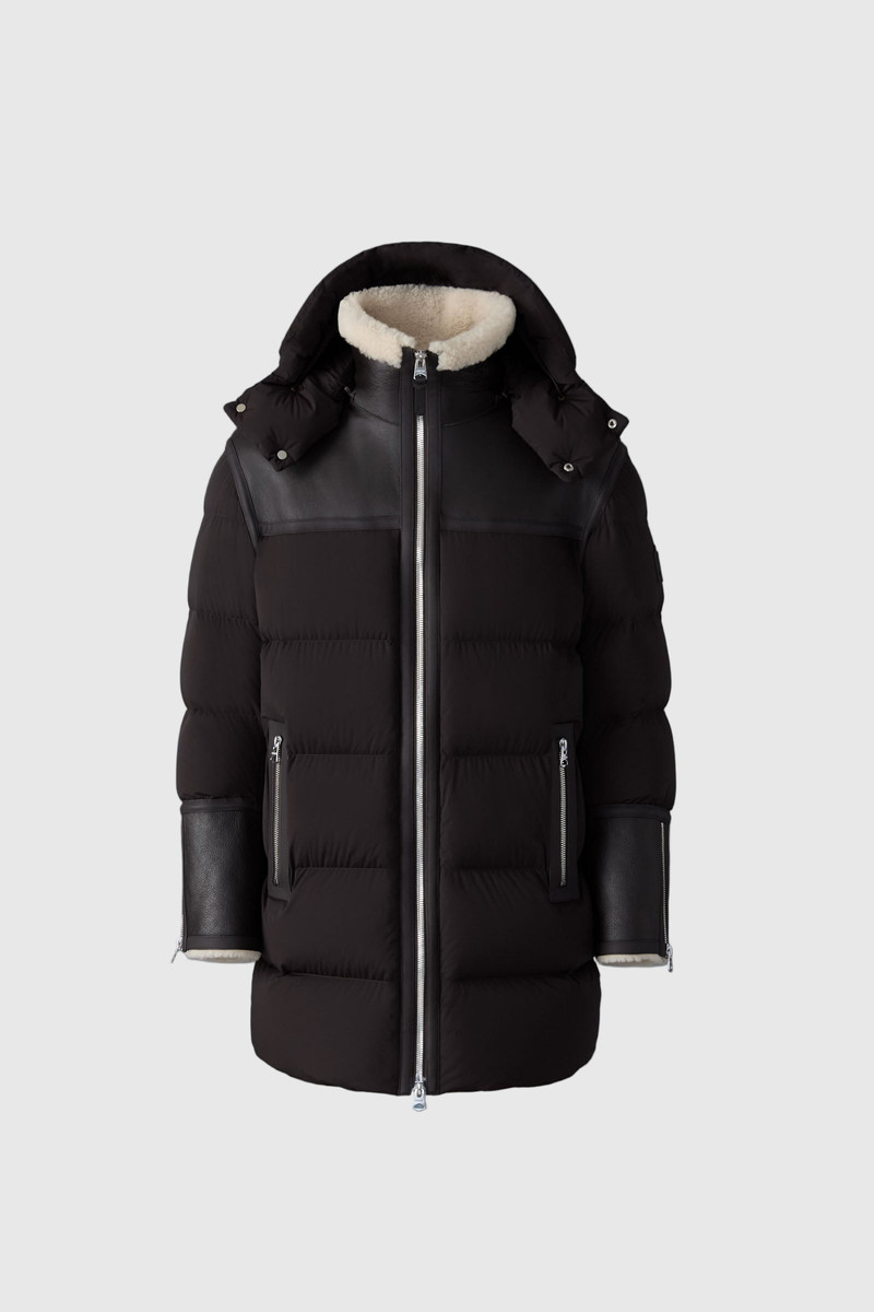 NICHOLAS Mixed-media shearling down parka 1