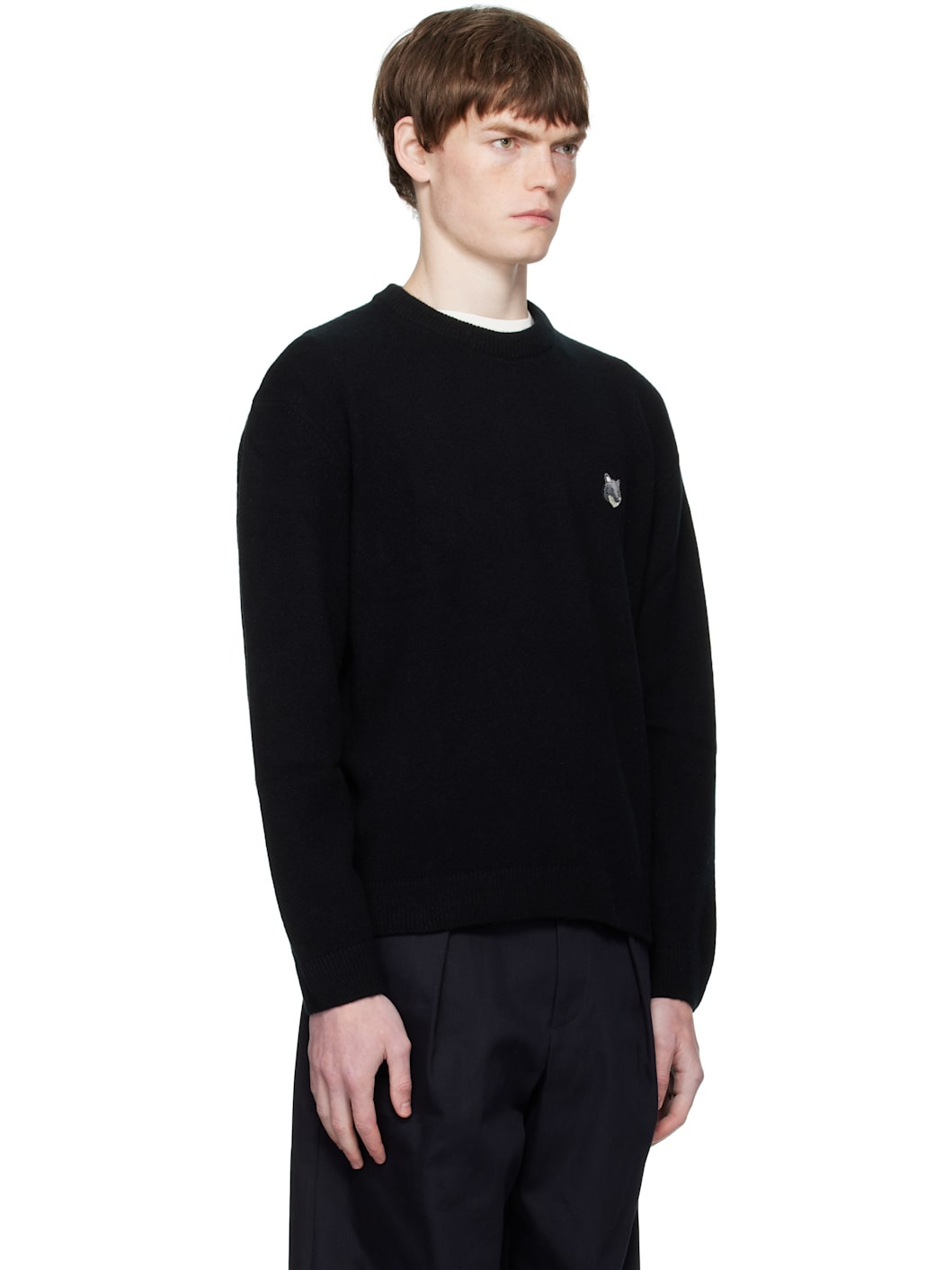 Black Fox Head Lambswool Comfort Sweater - 2