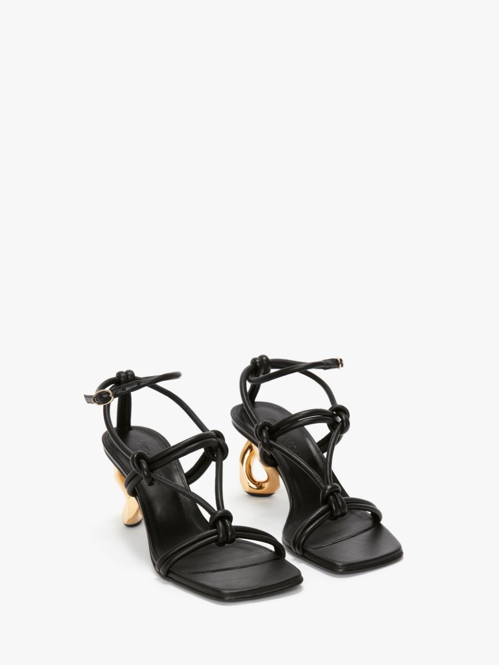 CHAIN HEEL LEATHER STRAPPY SANDALS - 2