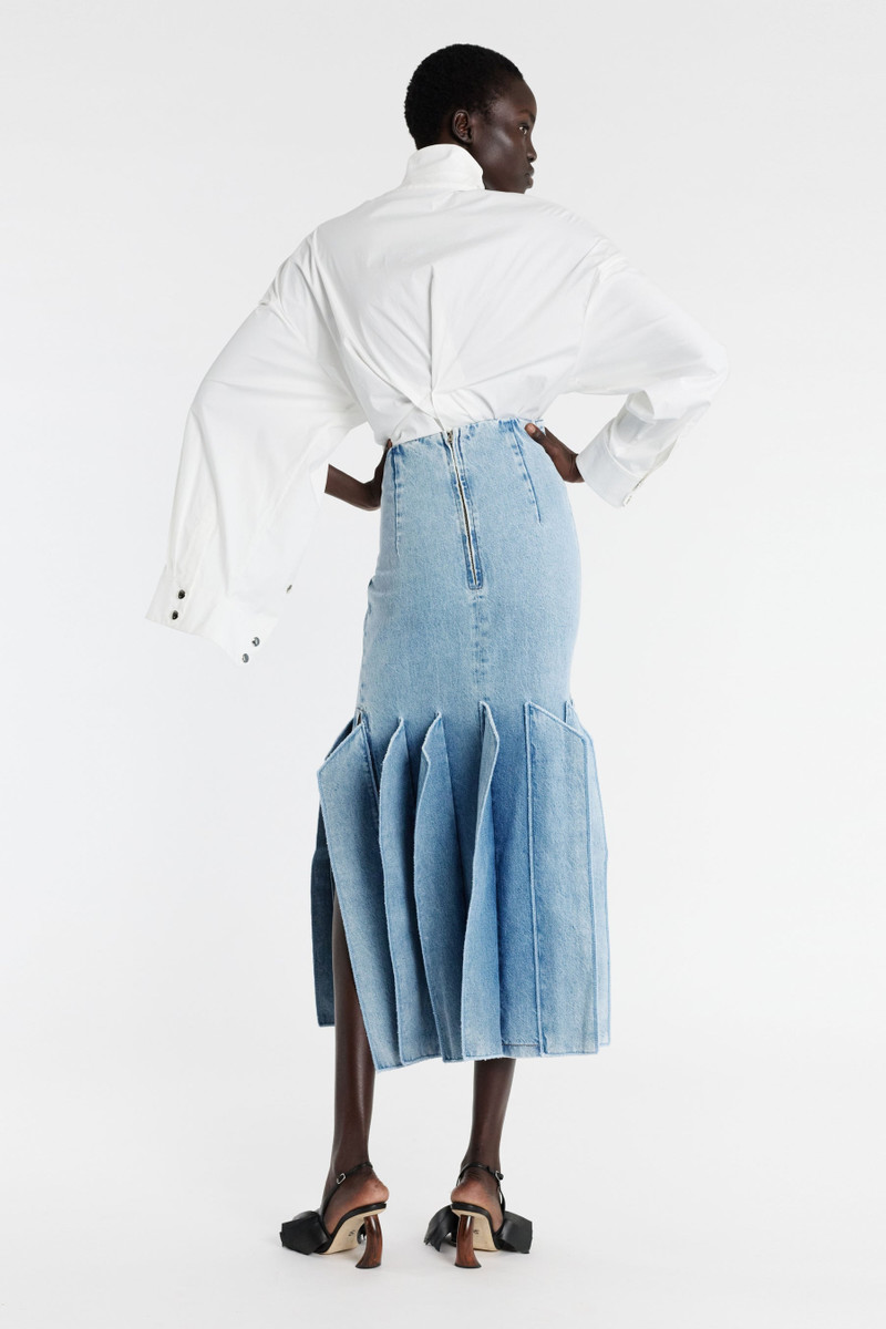 DENIM SKIRT WITH PANEL DETAIL MID BLUE 2