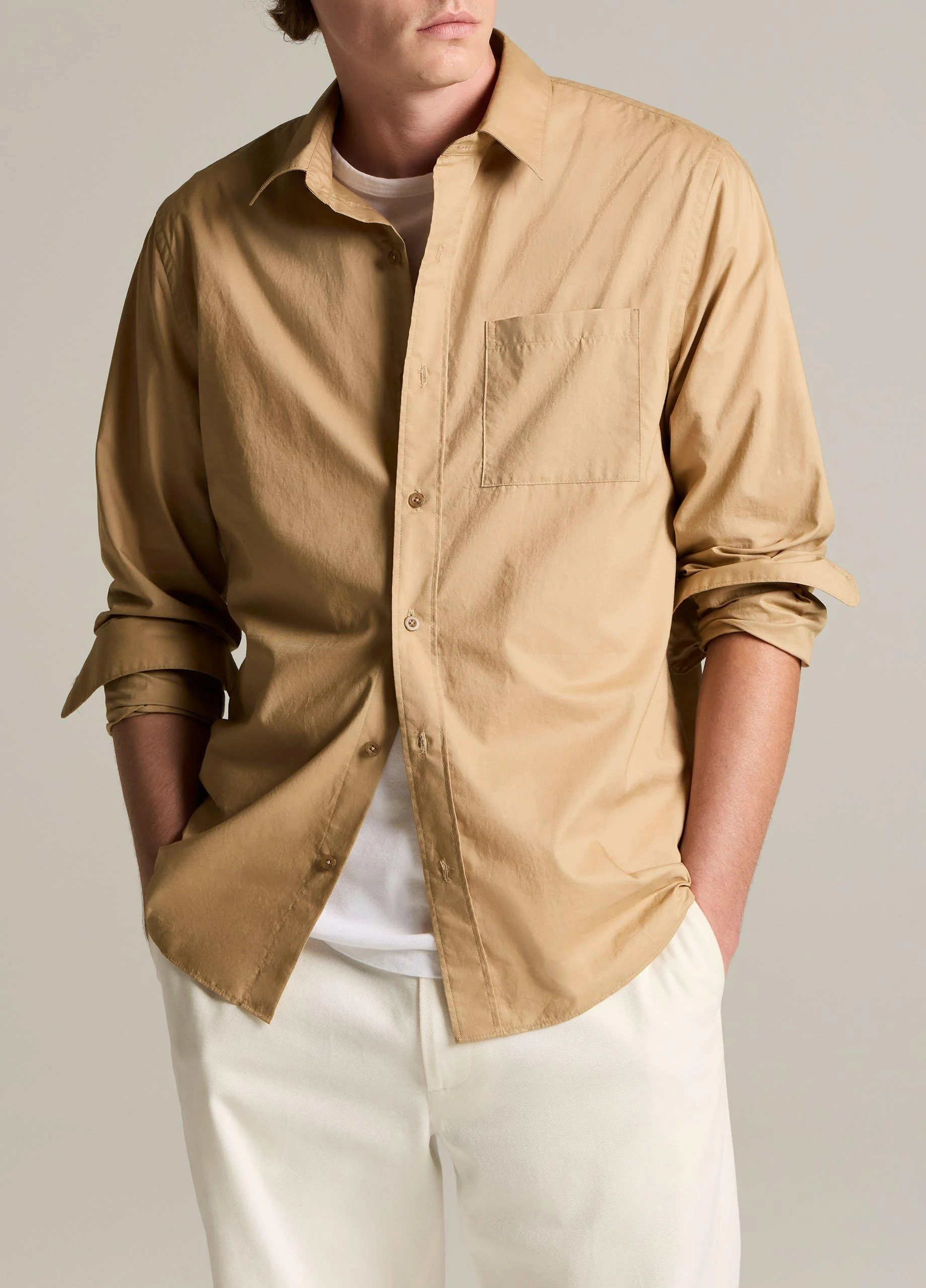 Cotton Poplin Button-Front Shirt - 1