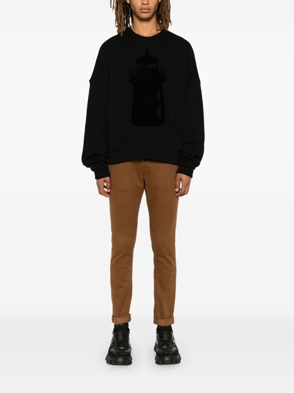 flocked-motif sweatshirt - 2