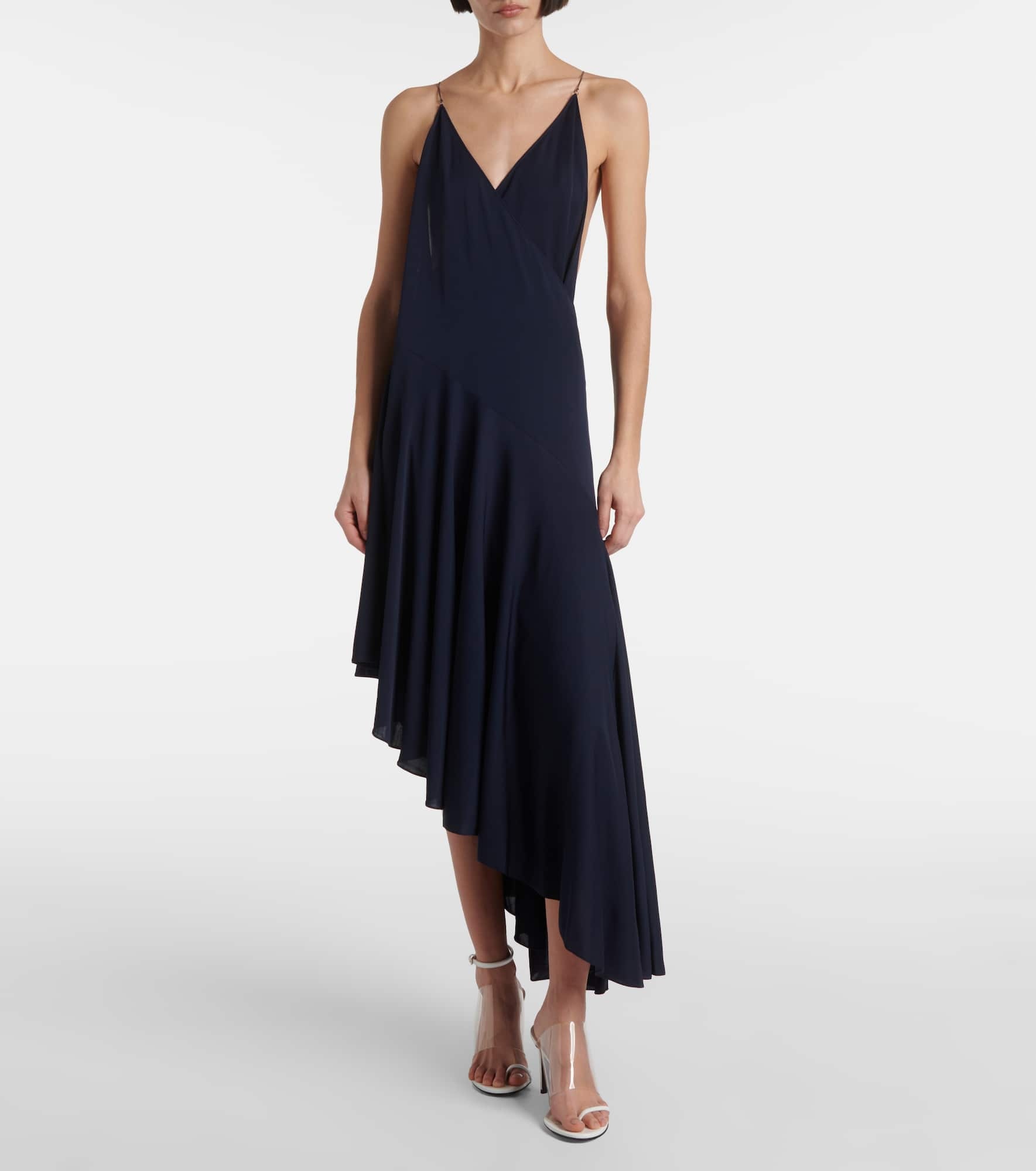 Asymmetric jersey slip dress - 2