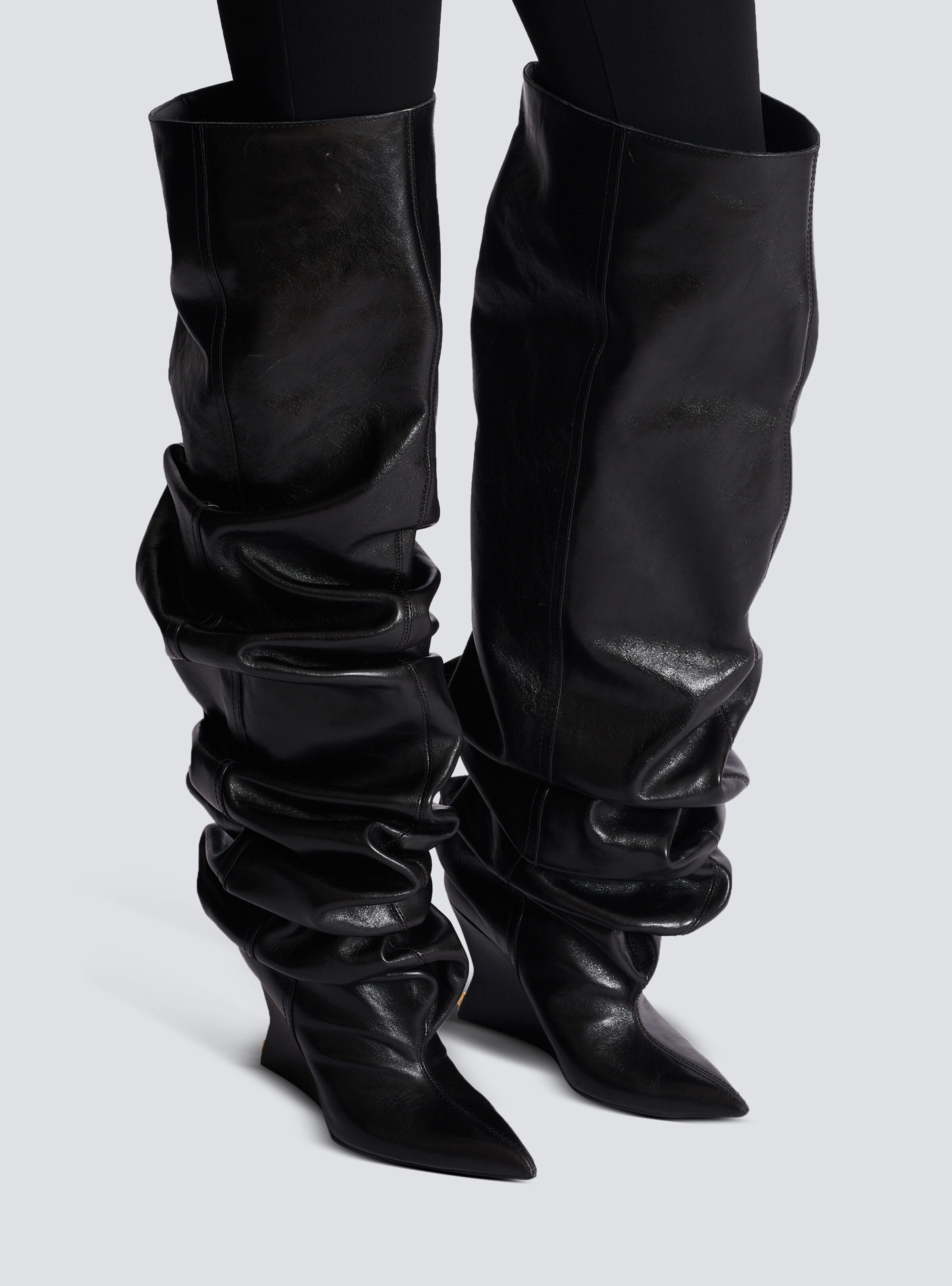 Wedge thigh-high boots - 7