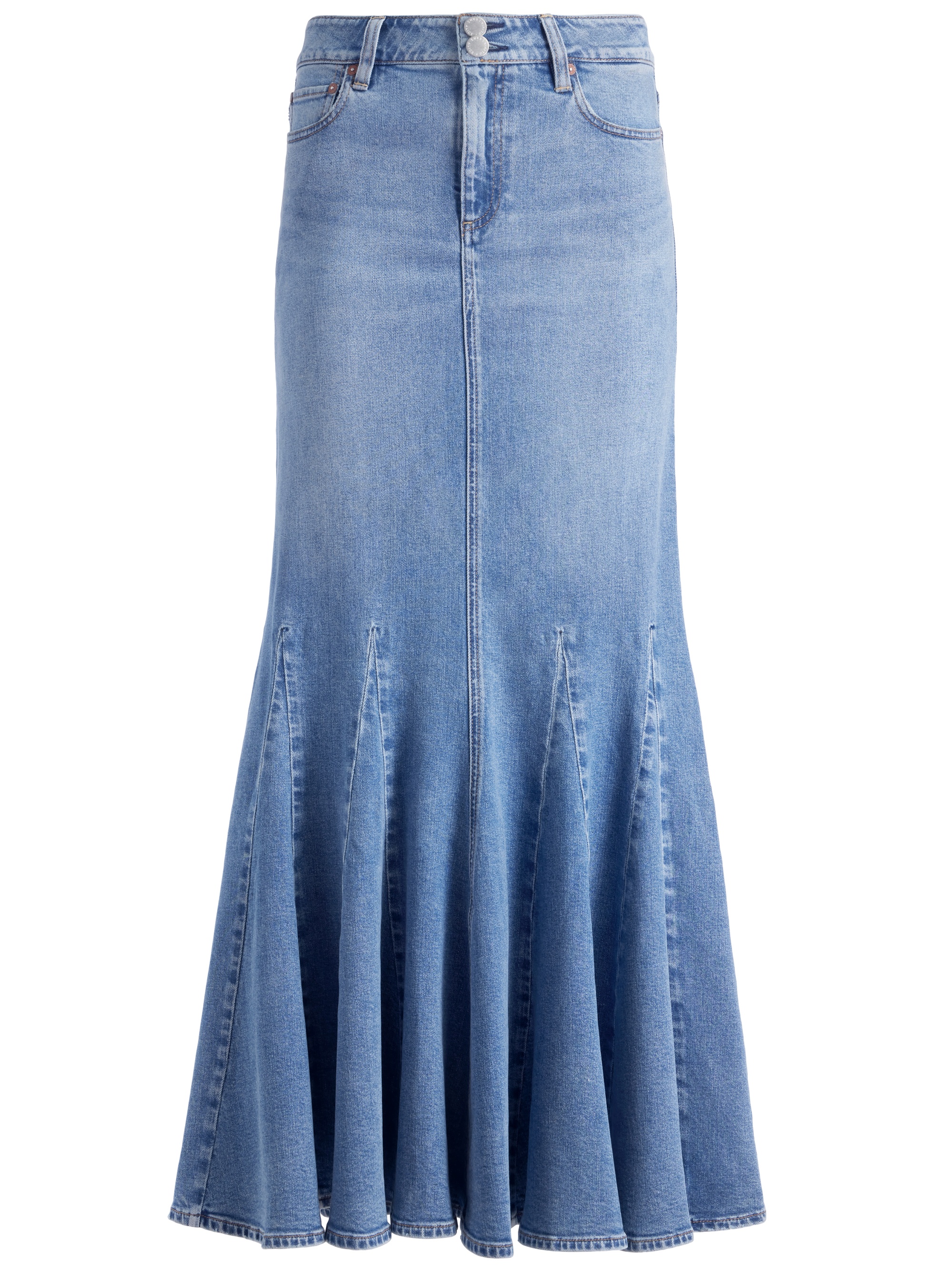 NALA DENIM GODET MAXI SKIRT - 1